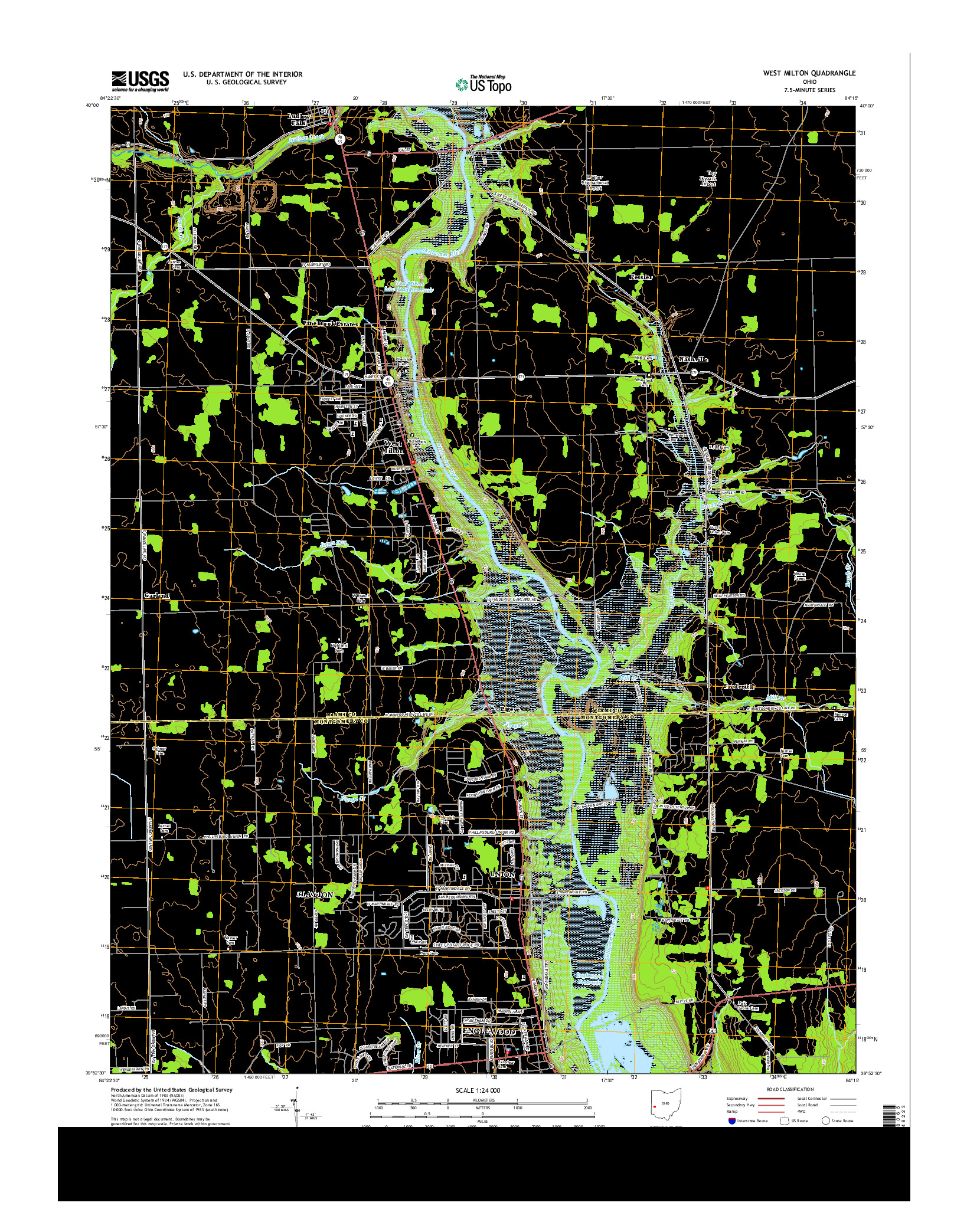 USGS US TOPO 7.5-MINUTE MAP FOR WEST MILTON, OH 2013