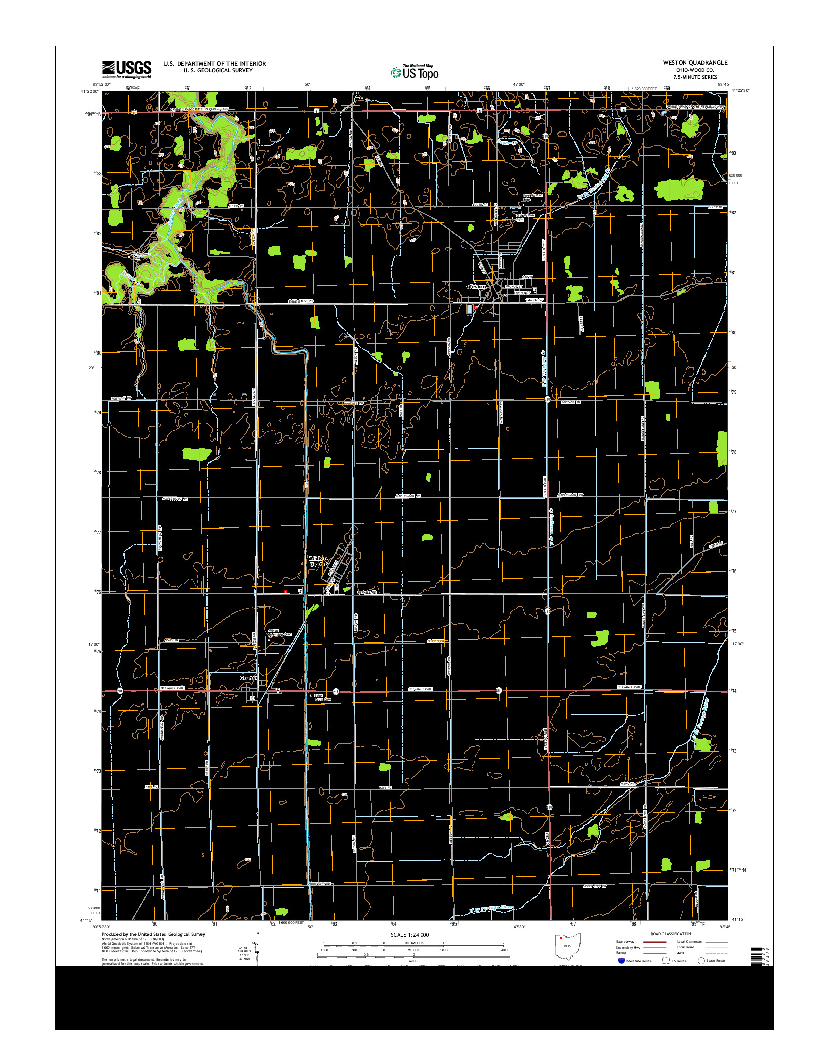 USGS US TOPO 7.5-MINUTE MAP FOR WESTON, OH 2013