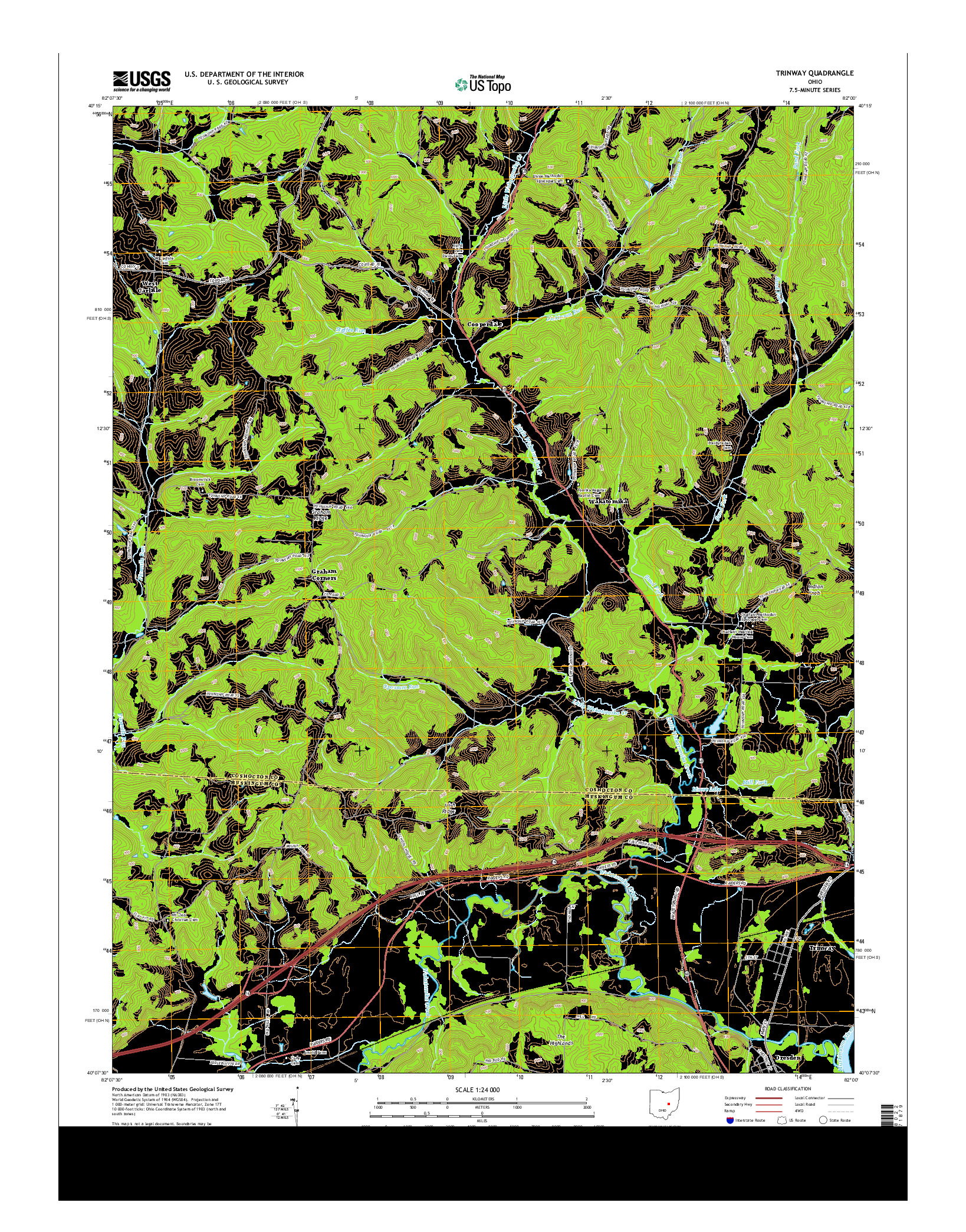 USGS US TOPO 7.5-MINUTE MAP FOR TRINWAY, OH 2013