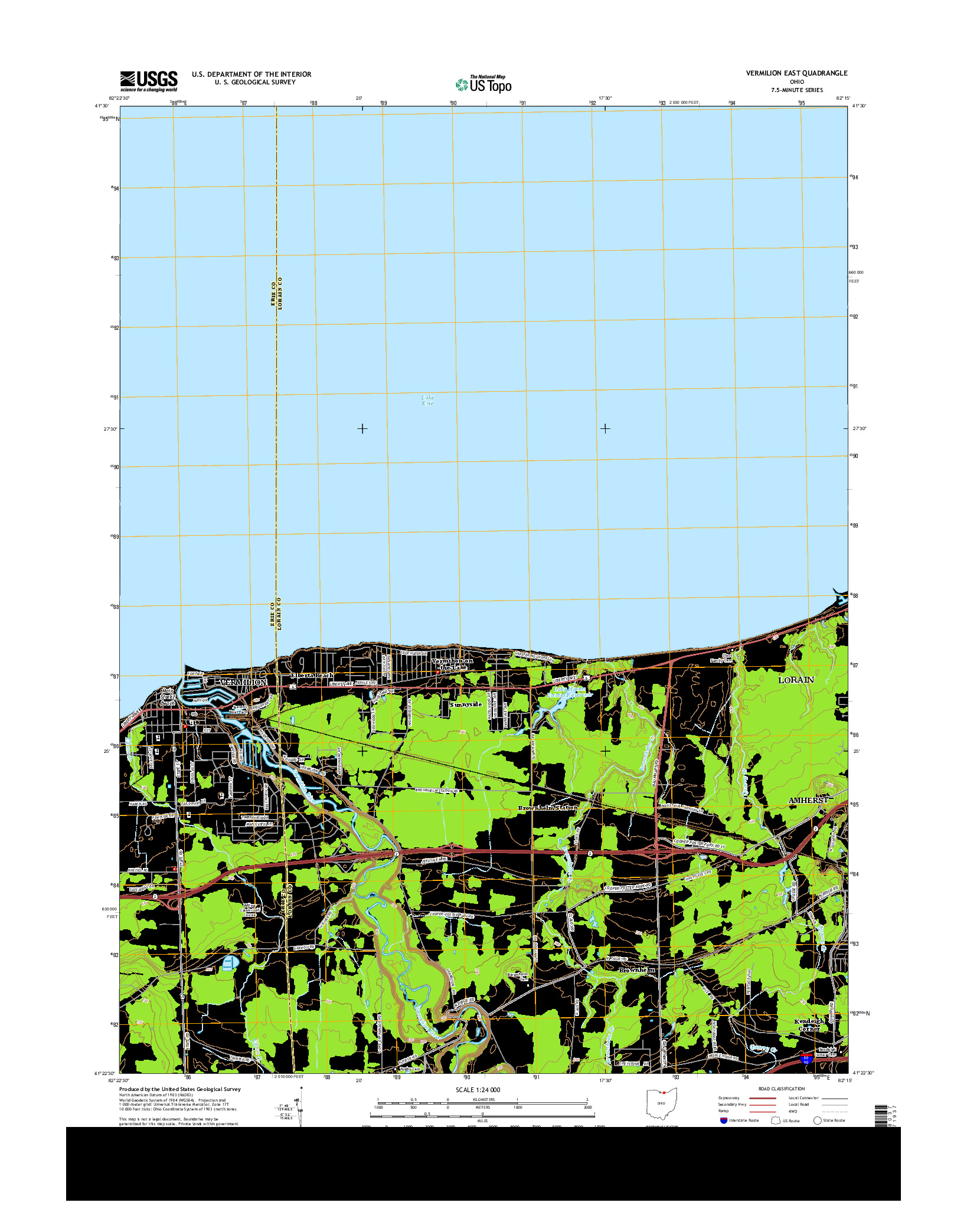 USGS US TOPO 7.5-MINUTE MAP FOR VERMILION EAST, OH 2013