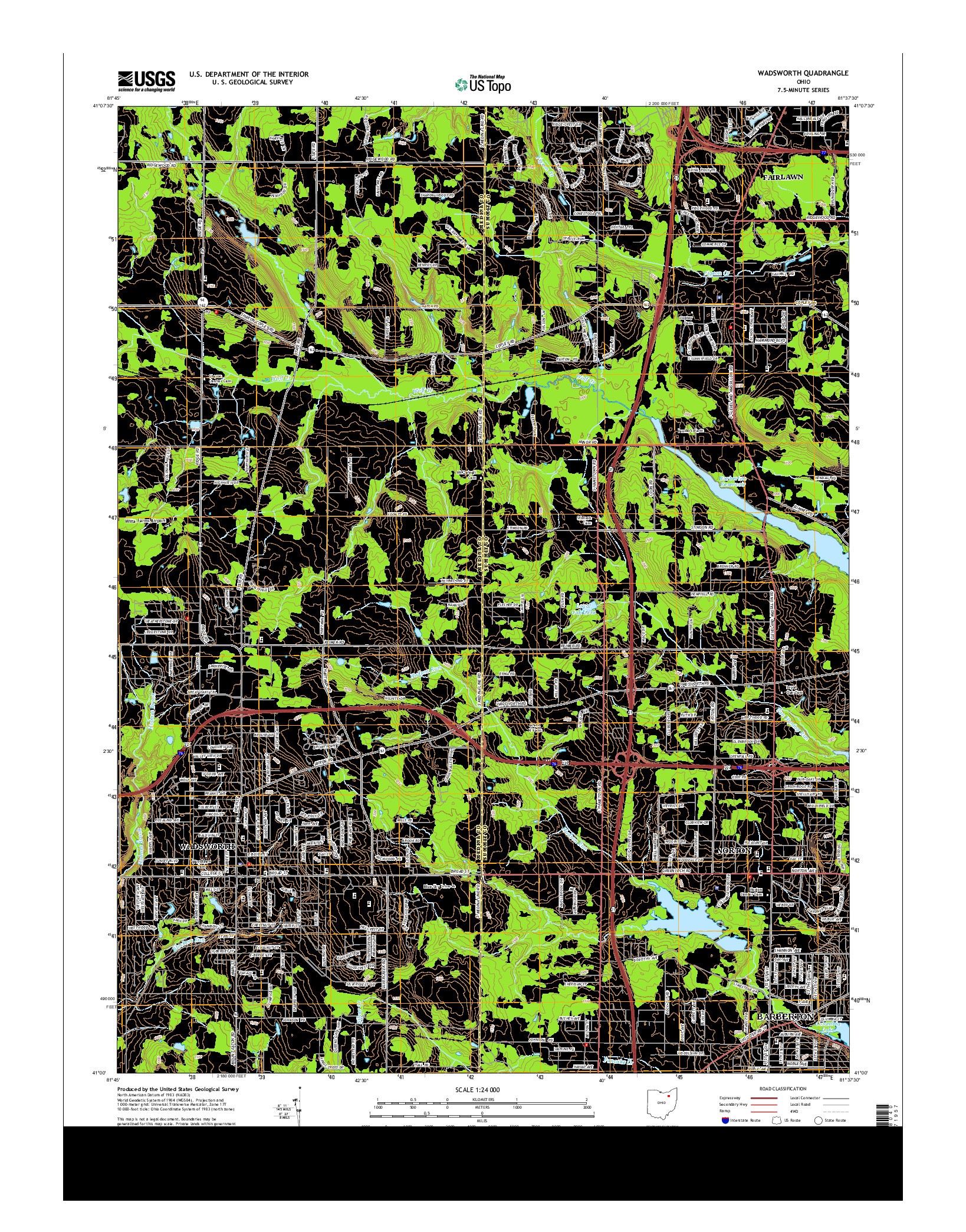 USGS US TOPO 7.5-MINUTE MAP FOR WADSWORTH, OH 2013