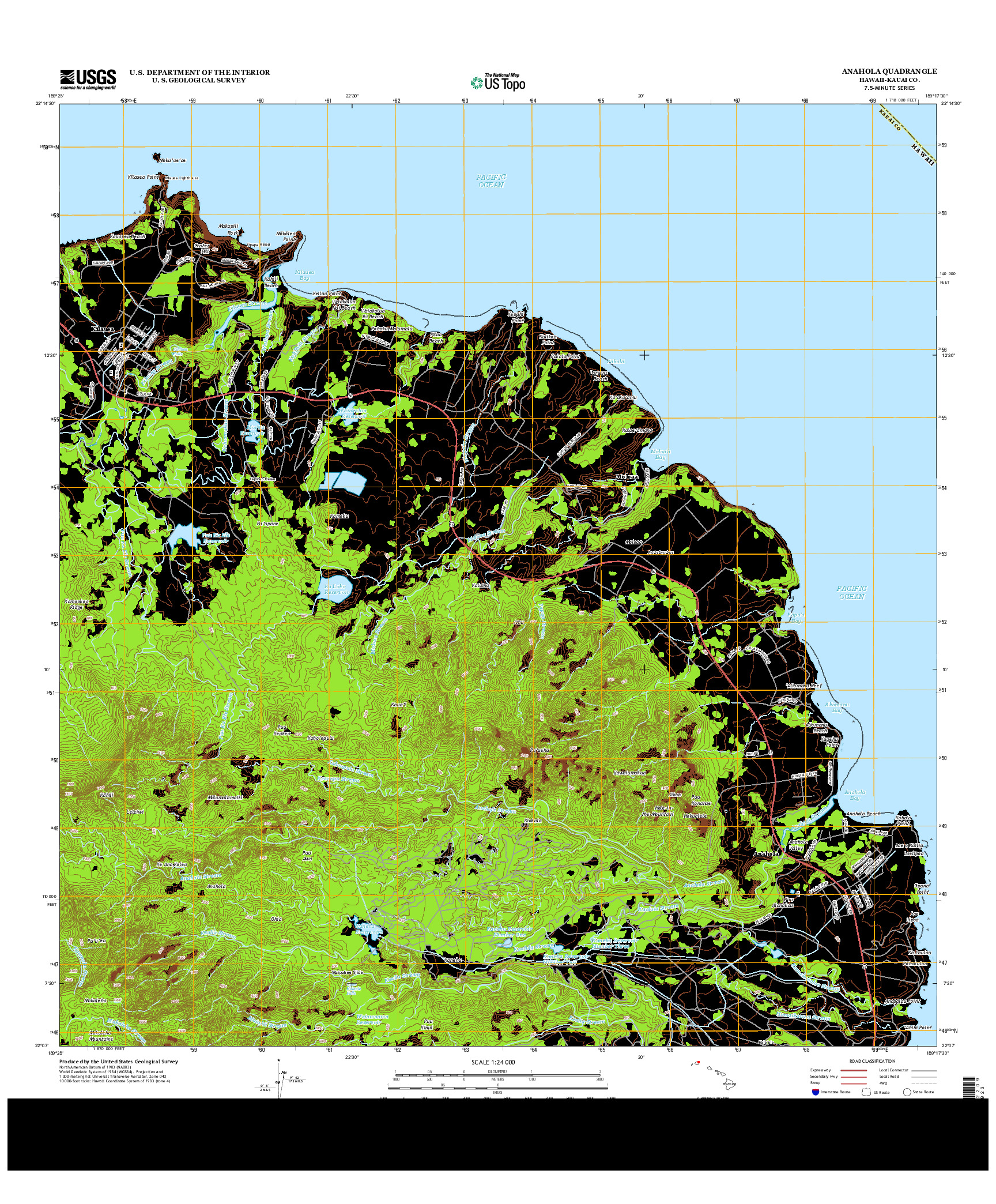 USGS US TOPO 7.5-MINUTE MAP FOR ANAHOLA, HI 2013