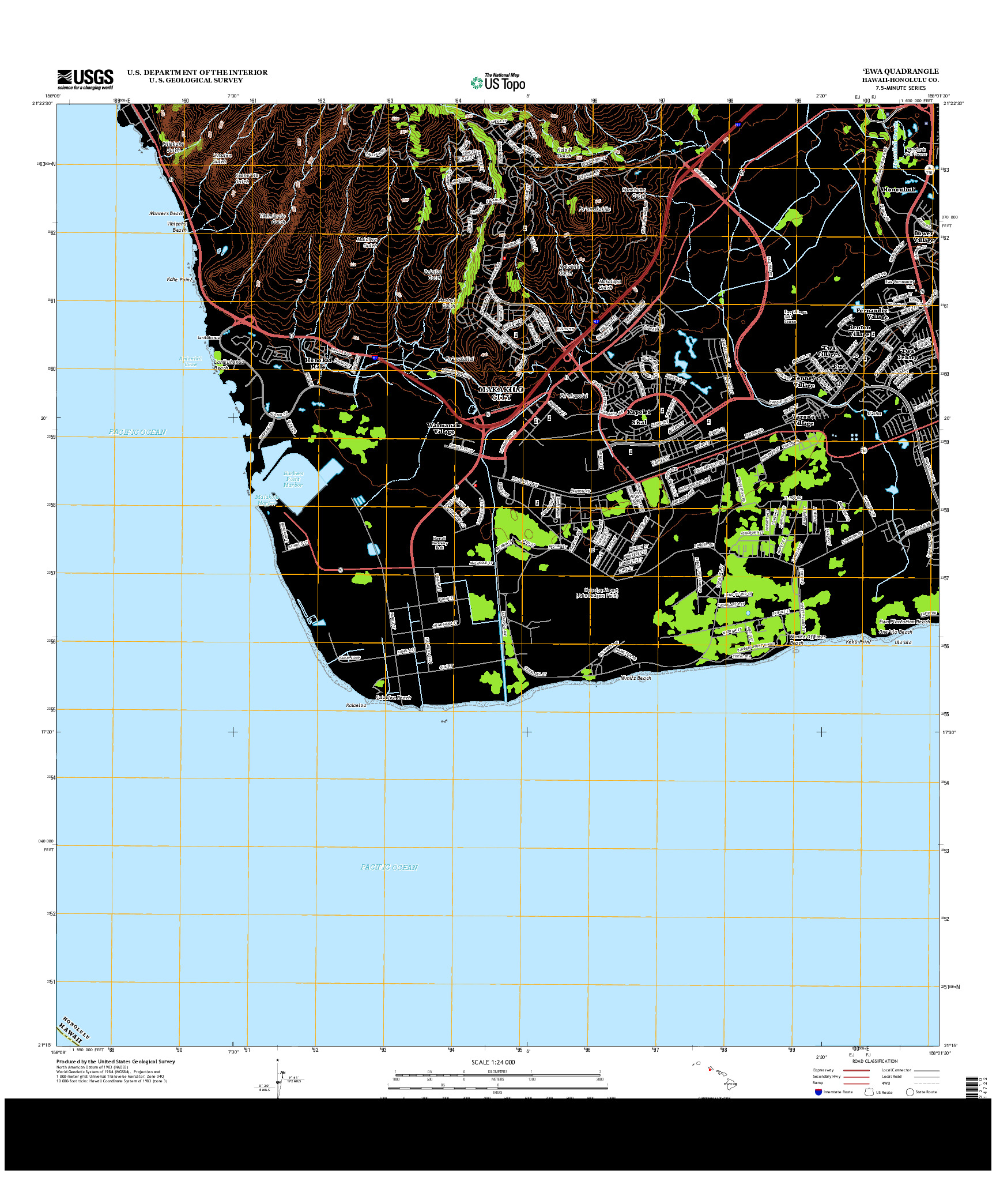 USGS US TOPO 7.5-MINUTE MAP FOR `EWA, HI 2013