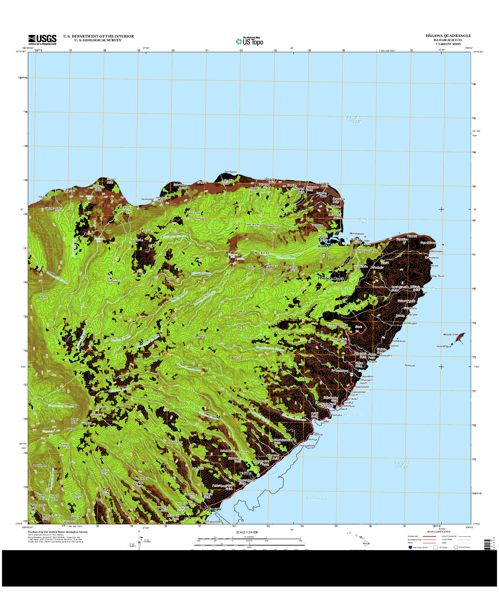 USGS US TOPO 7.5-MINUTE MAP FOR HALAWA, HI 2013