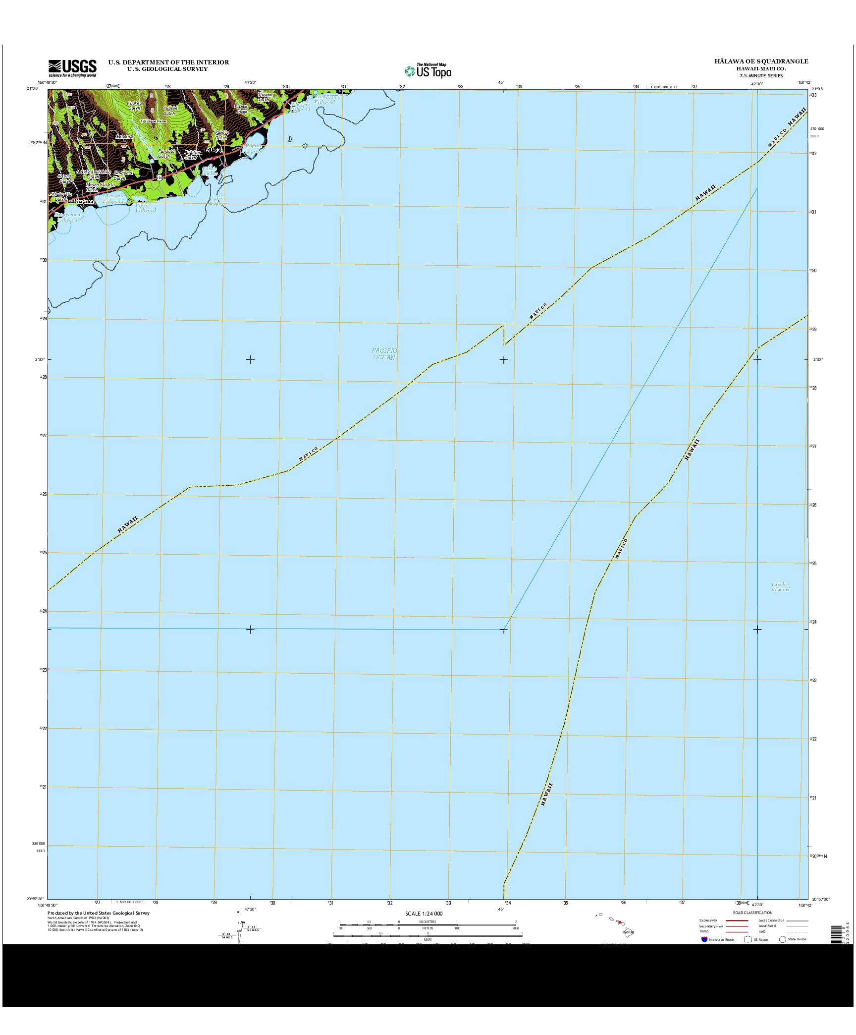USGS US TOPO 7.5-MINUTE MAP FOR HALAWA OE S, HI 2013