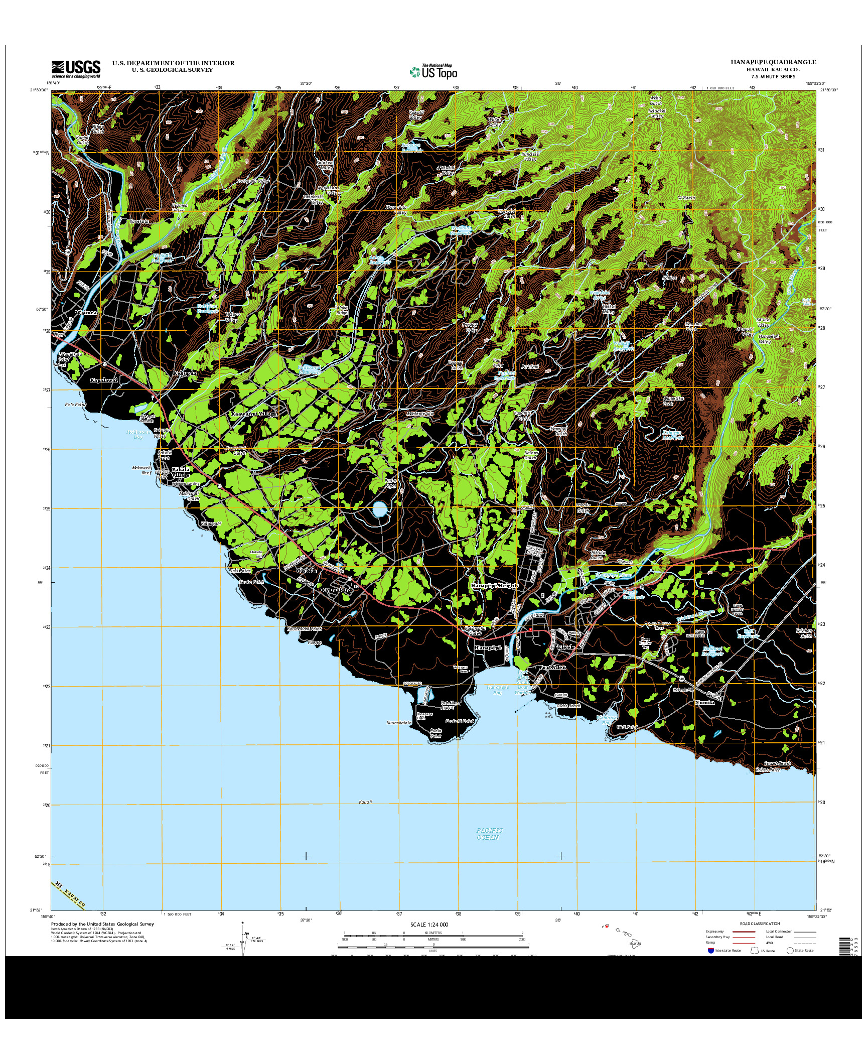 USGS US TOPO 7.5-MINUTE MAP FOR HANAPEPE, HI 2013