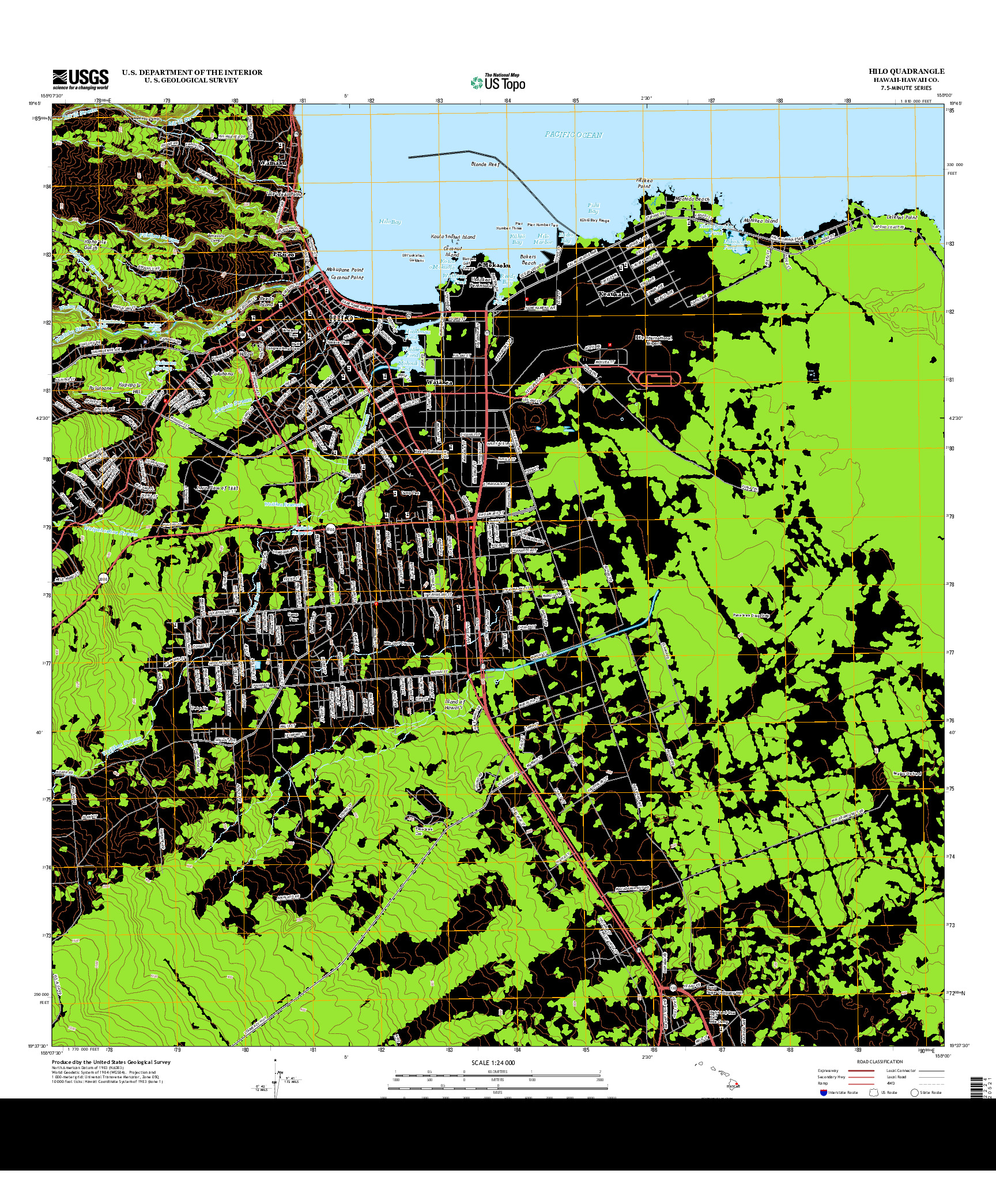 USGS US TOPO 7.5-MINUTE MAP FOR HILO, HI 2013