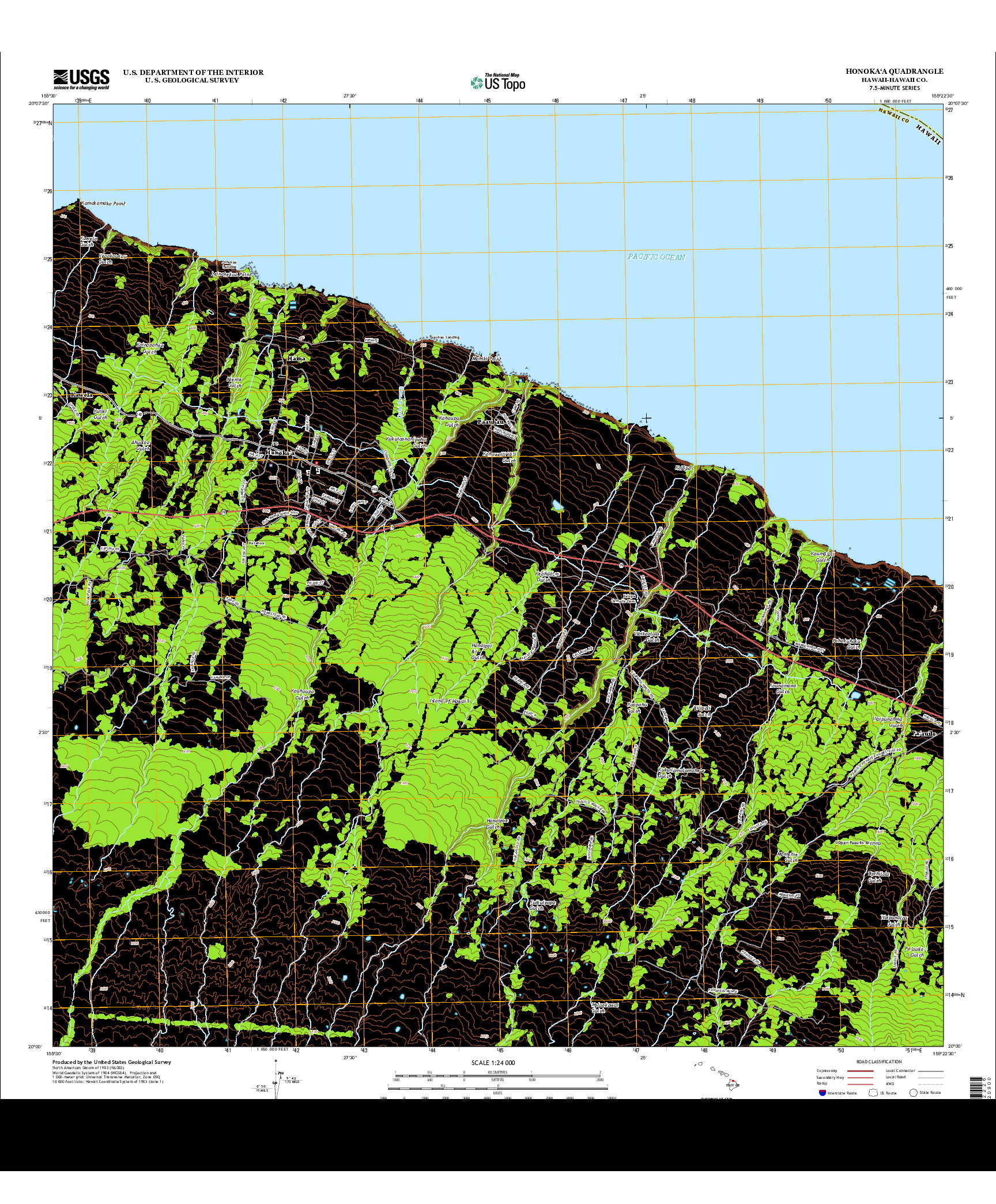 USGS US TOPO 7.5-MINUTE MAP FOR HONOKA`A, HI 2013
