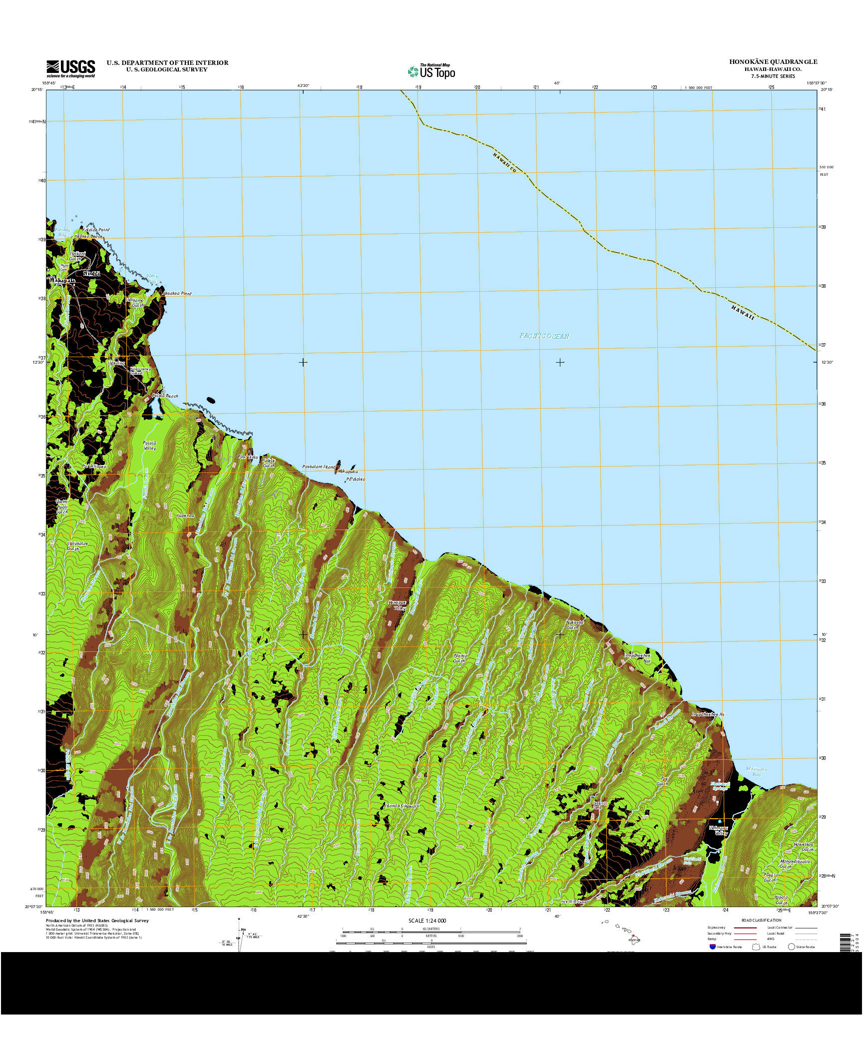 USGS US TOPO 7.5-MINUTE MAP FOR HONOKANE, HI 2013