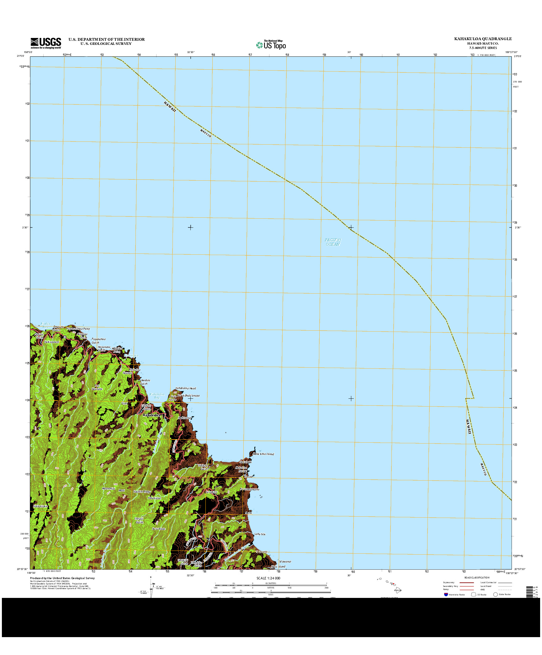 USGS US TOPO 7.5-MINUTE MAP FOR KAHAKULOA, HI 2013