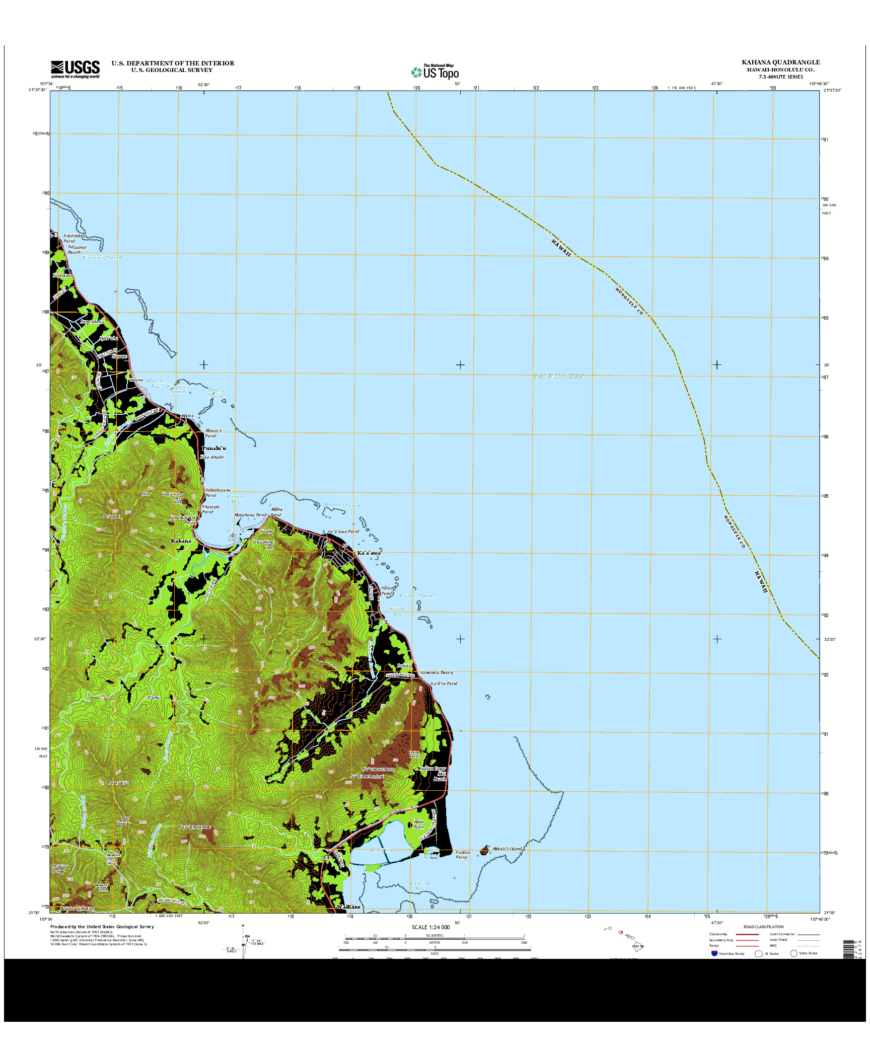 USGS US TOPO 7.5-MINUTE MAP FOR KAHANA, HI 2013