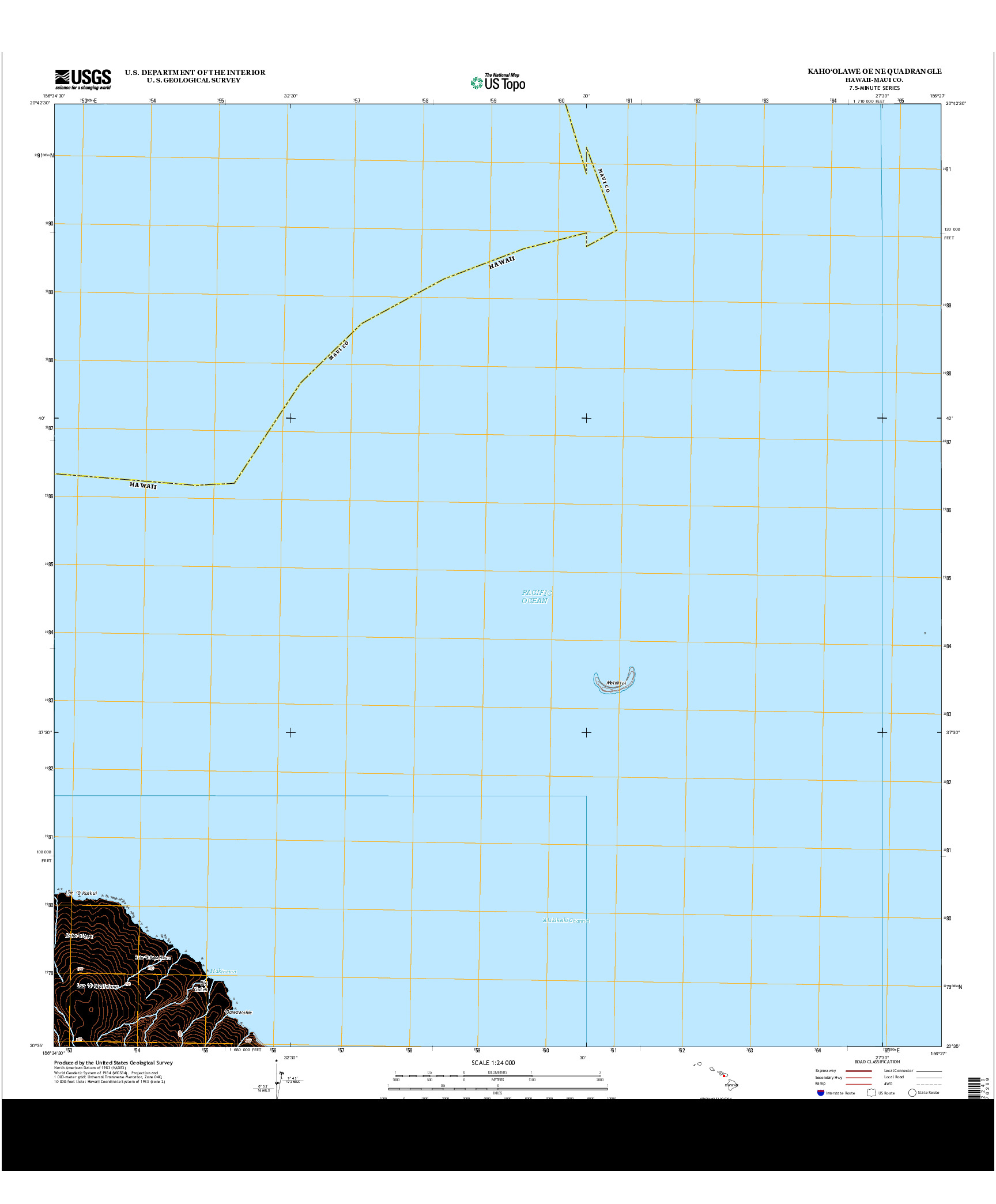 USGS US TOPO 7.5-MINUTE MAP FOR KAHO`OLAWE OE NE, HI 2013