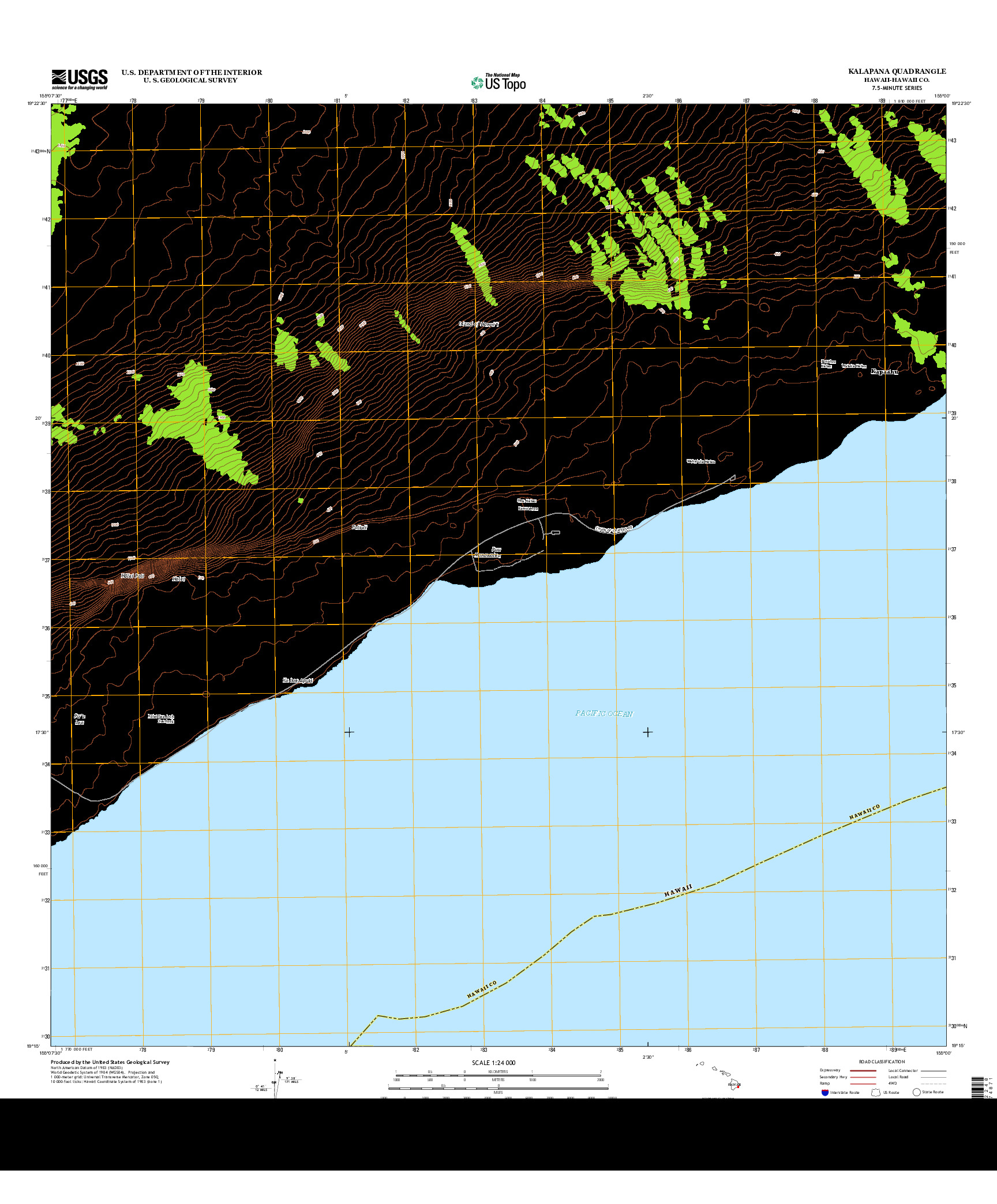 USGS US TOPO 7.5-MINUTE MAP FOR KALAPANA, HI 2013