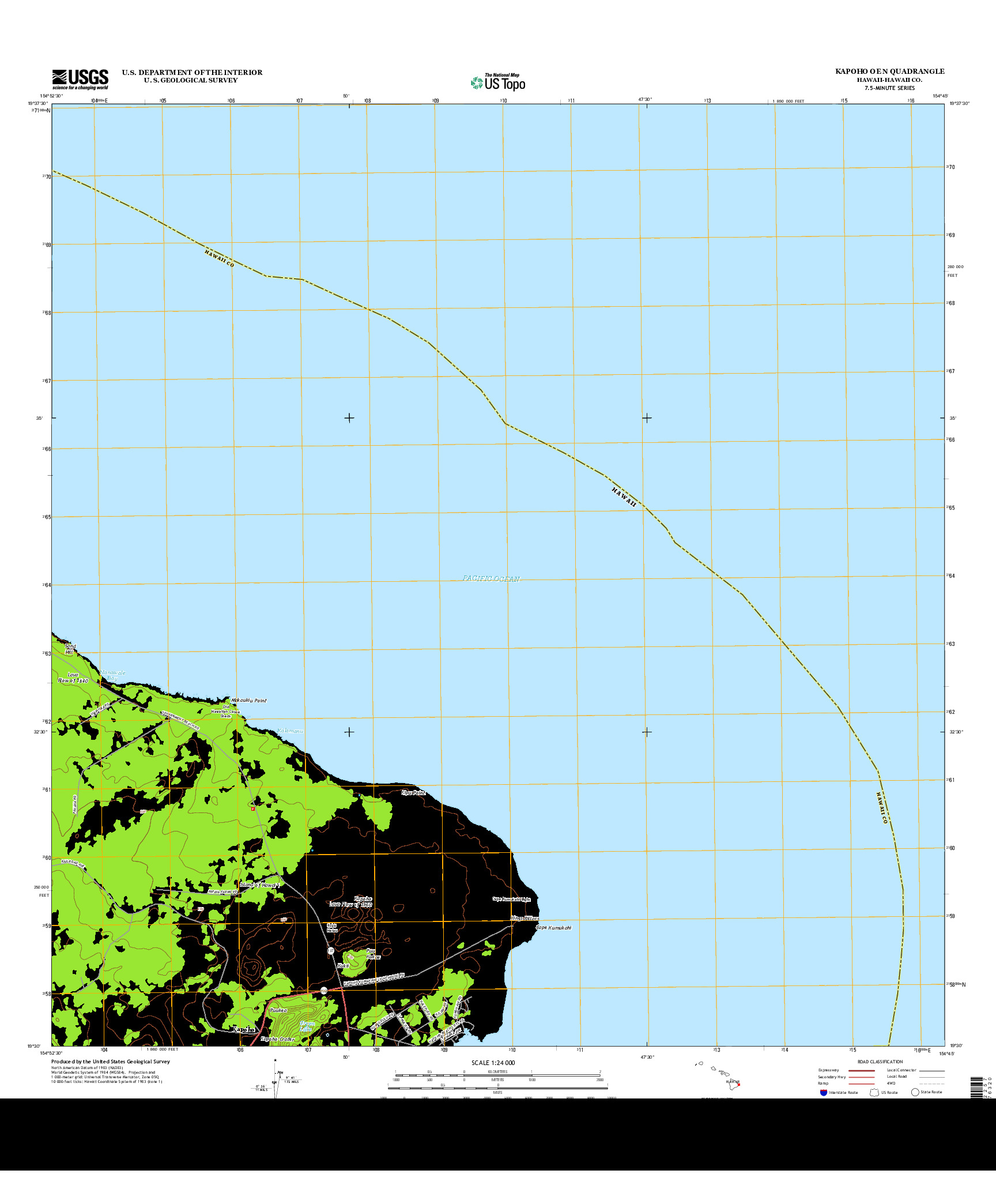 USGS US TOPO 7.5-MINUTE MAP FOR KAPOHO OE N, HI 2013