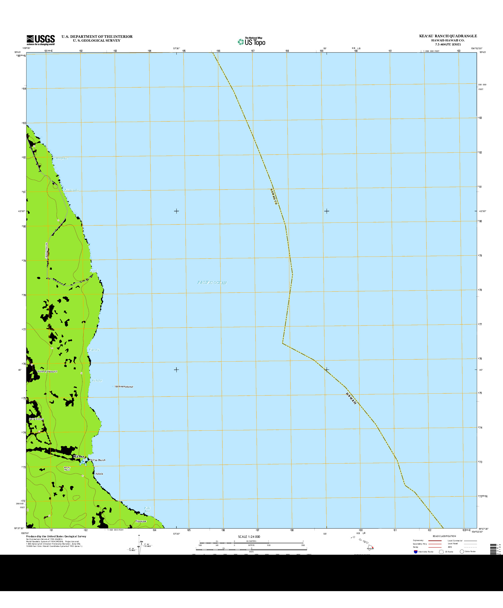 USGS US TOPO 7.5-MINUTE MAP FOR KEA`AU RANCH, HI 2013
