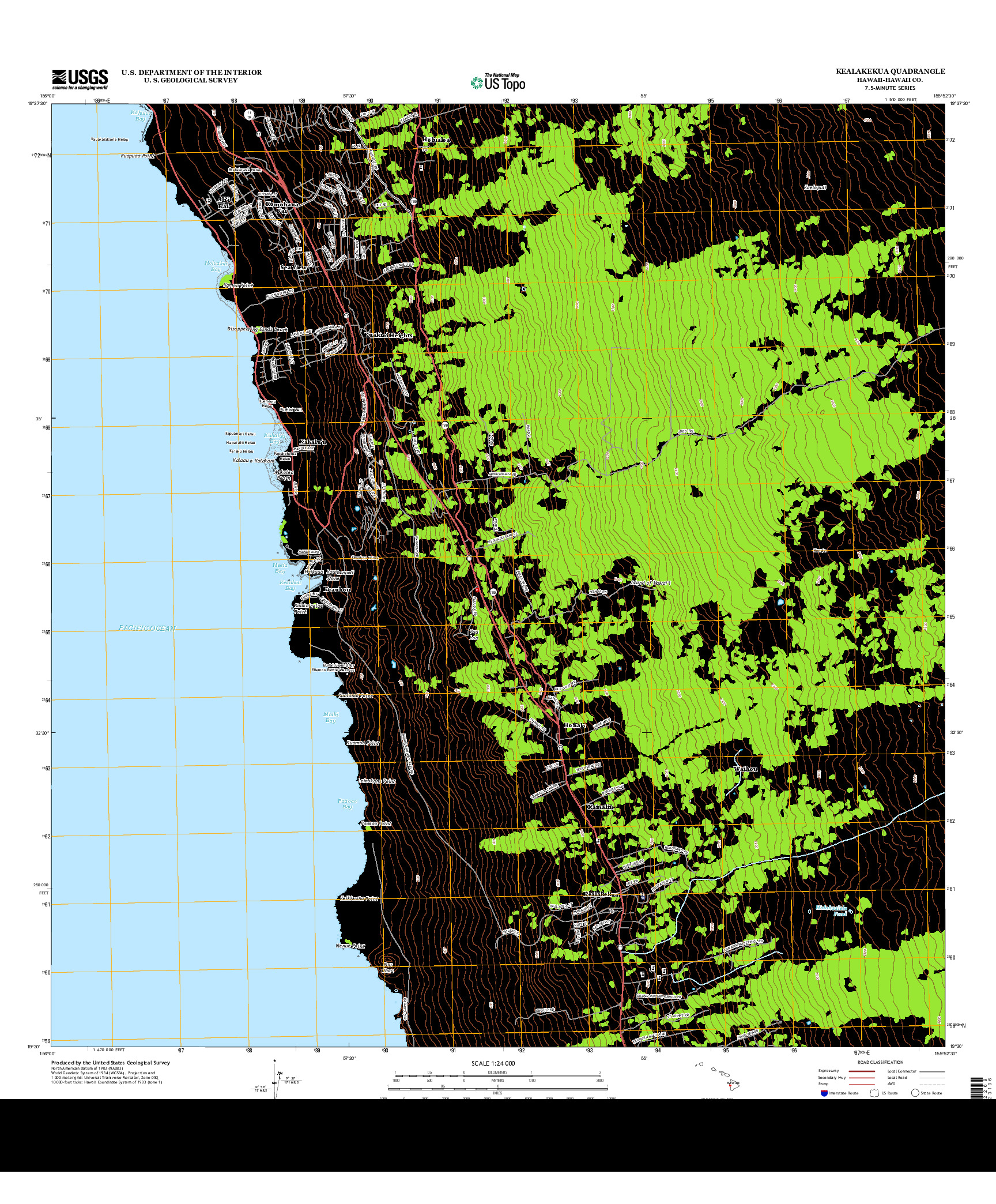USGS US TOPO 7.5-MINUTE MAP FOR KEALAKEKUA, HI 2013