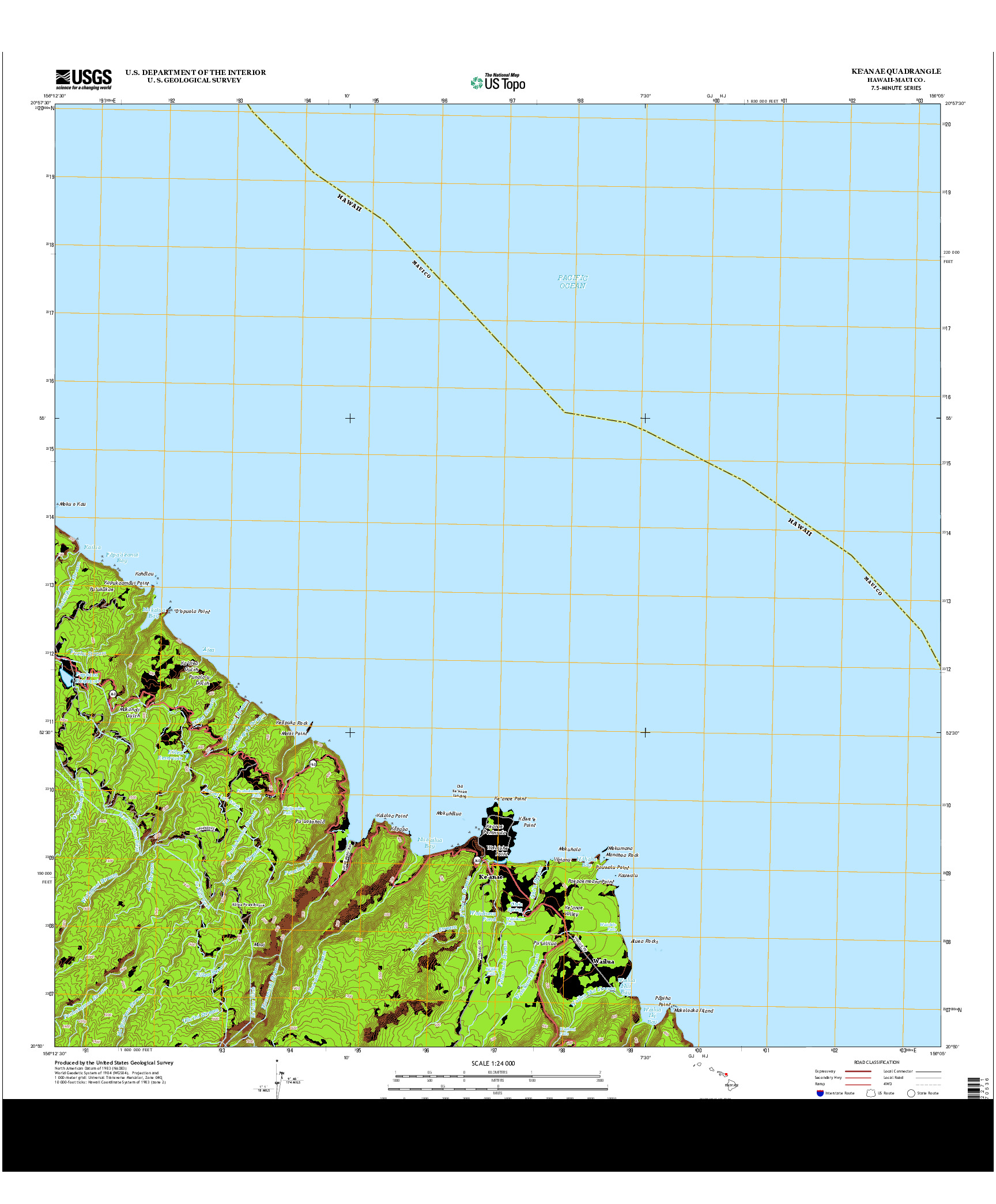 USGS US TOPO 7.5-MINUTE MAP FOR KE`ANAE, HI 2013