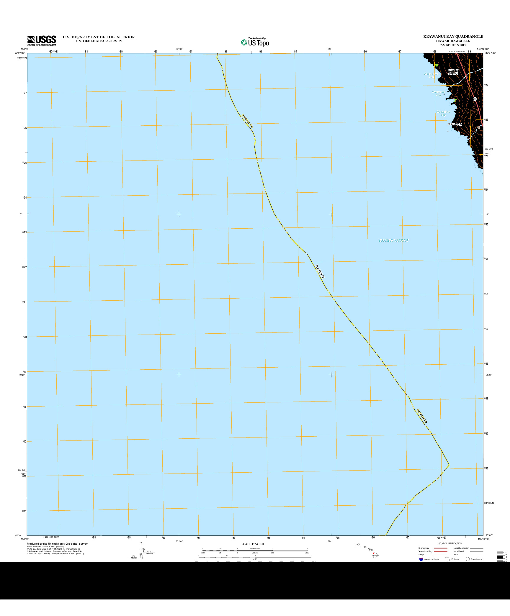 USGS US TOPO 7.5-MINUTE MAP FOR KEAWANUI BAY, HI 2013