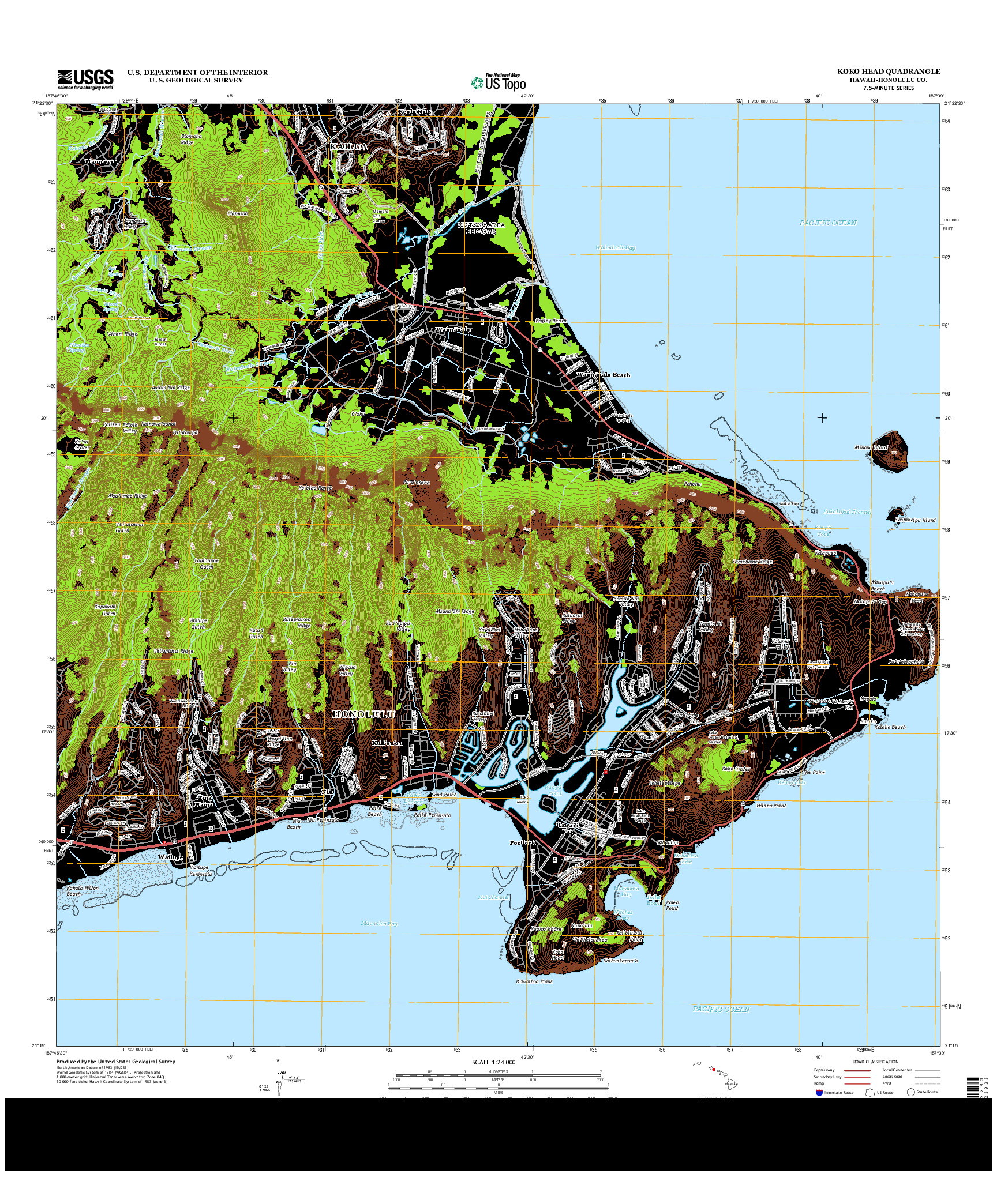 USGS US TOPO 7.5-MINUTE MAP FOR KOKO HEAD, HI 2013