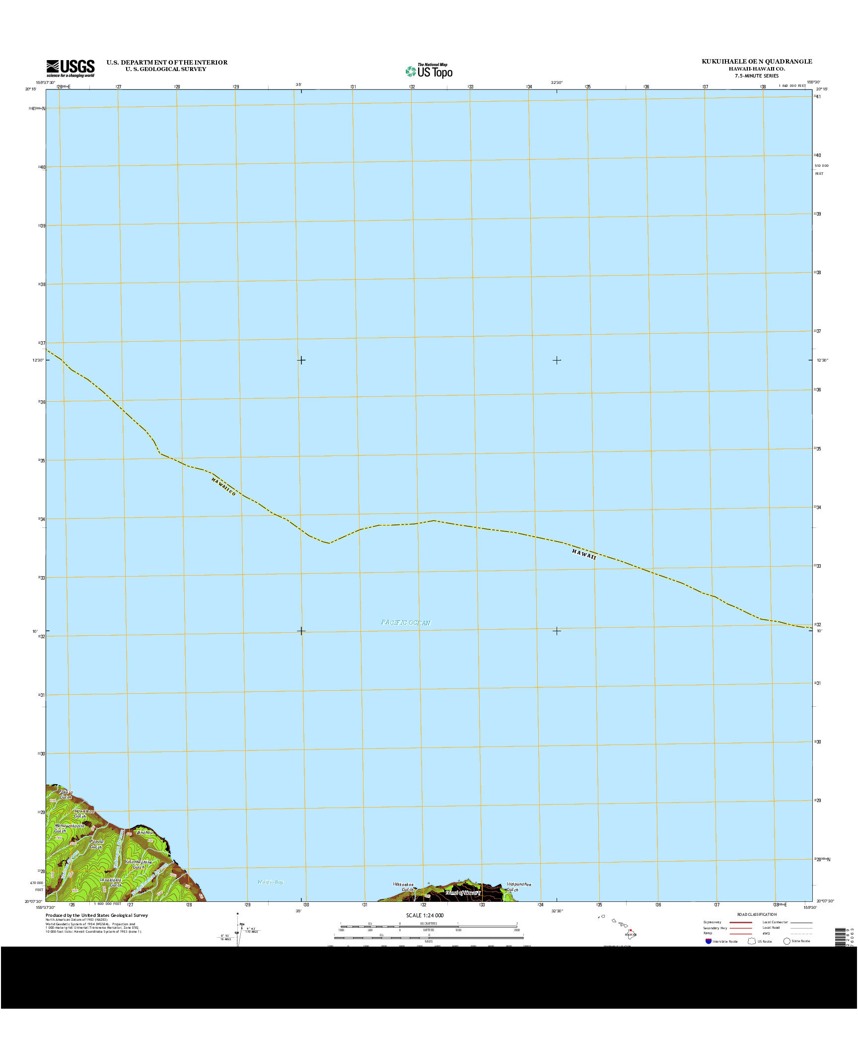 USGS US TOPO 7.5-MINUTE MAP FOR KUKUIHAELE OE N, HI 2013