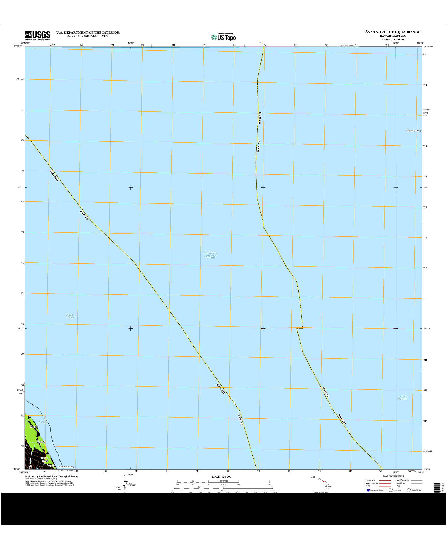 USGS US TOPO 7.5-MINUTE MAP FOR LANA`I NORTH OE E, HI 2013