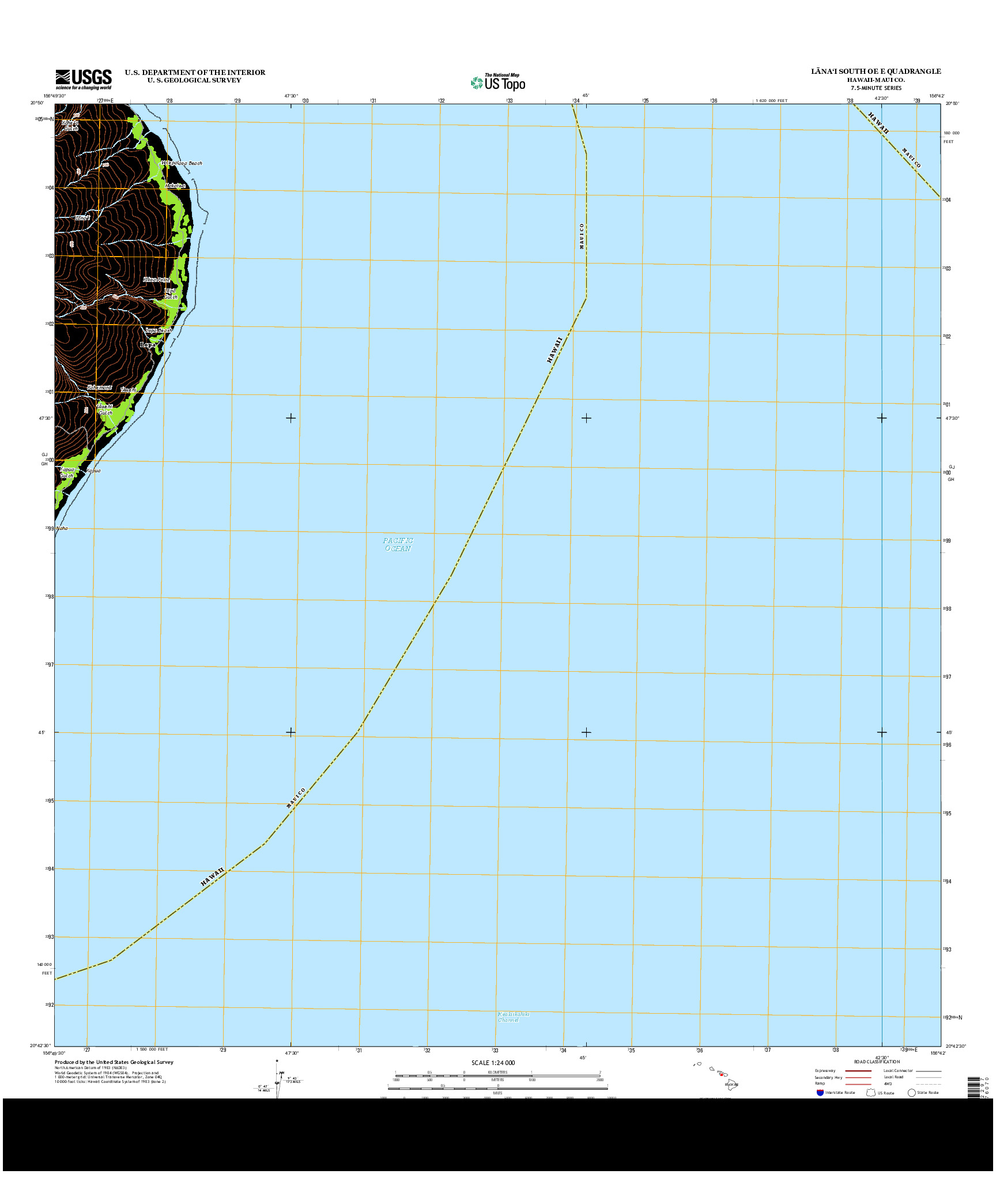 USGS US TOPO 7.5-MINUTE MAP FOR LANA`I SOUTH OE E, HI 2013