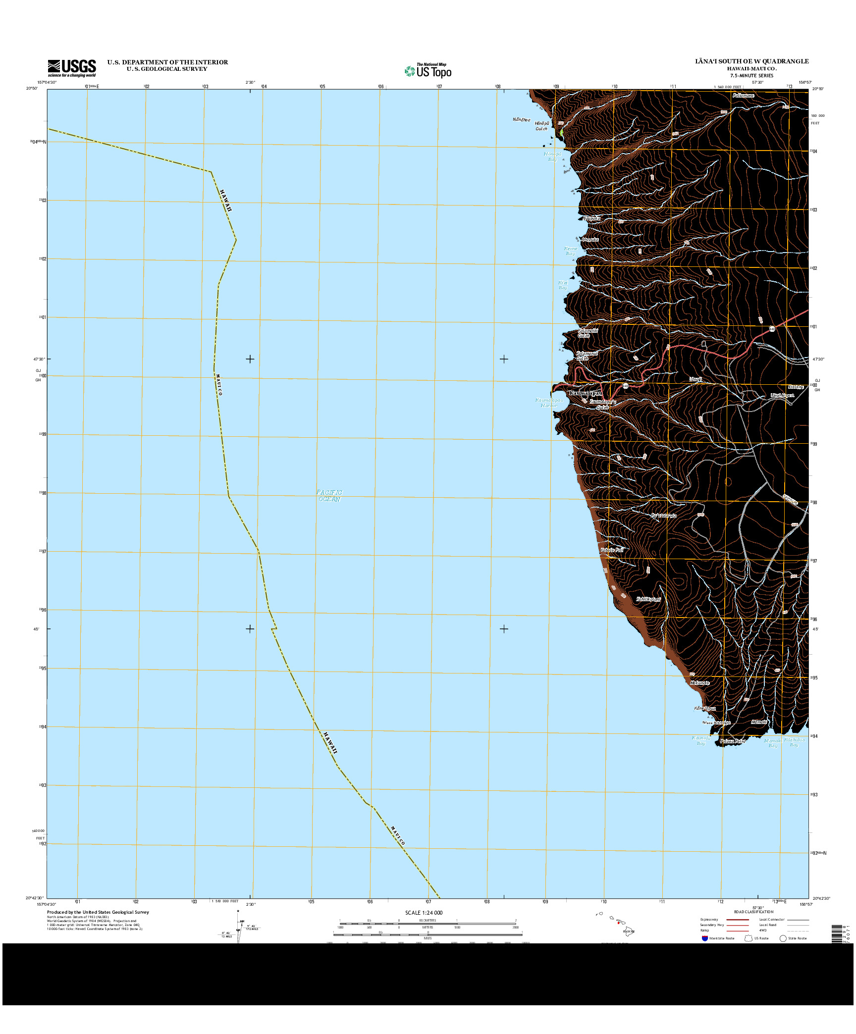 USGS US TOPO 7.5-MINUTE MAP FOR LANA`I SOUTH OE W, HI 2013