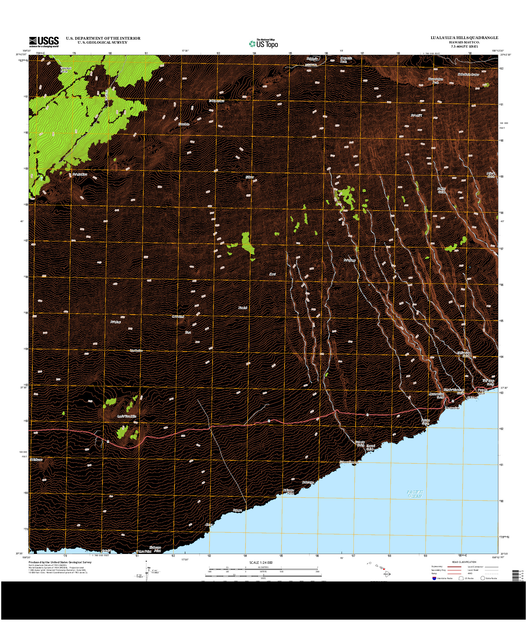 USGS US TOPO 7.5-MINUTE MAP FOR LUALA`ILUA HILLS, HI 2013