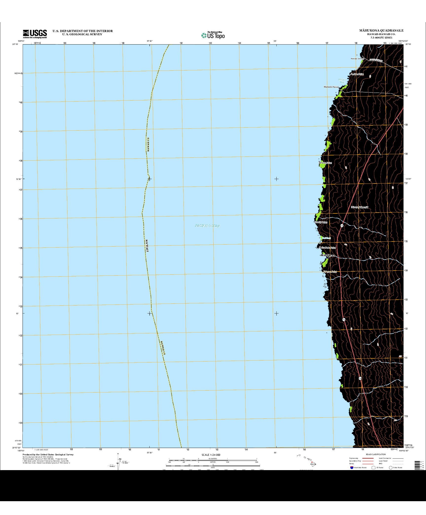 USGS US TOPO 7.5-MINUTE MAP FOR MAHUKONA, HI 2013