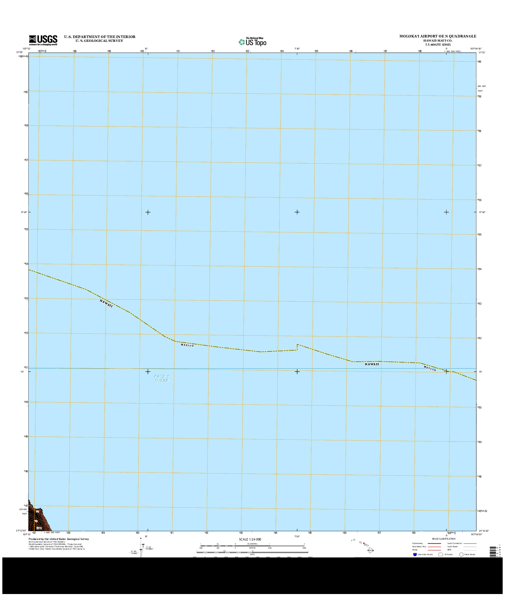 USGS US TOPO 7.5-MINUTE MAP FOR MOLOKA`I AIRPORT OE N, HI 2013