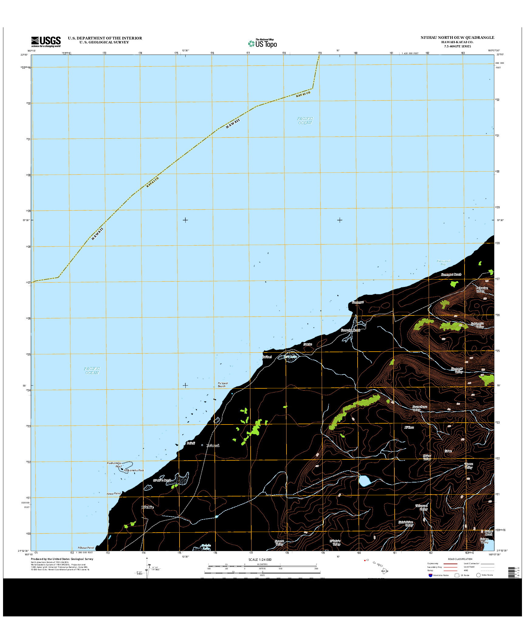 USGS US TOPO 7.5-MINUTE MAP FOR NI`IHAU NORTH OE W, HI 2013