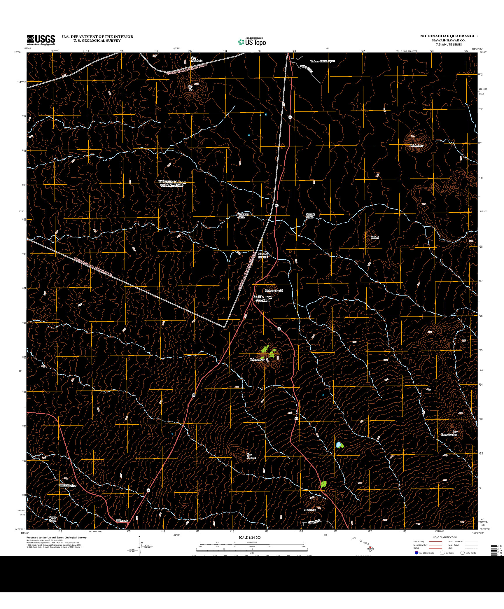 USGS US TOPO 7.5-MINUTE MAP FOR NOHONAOHAE, HI 2013