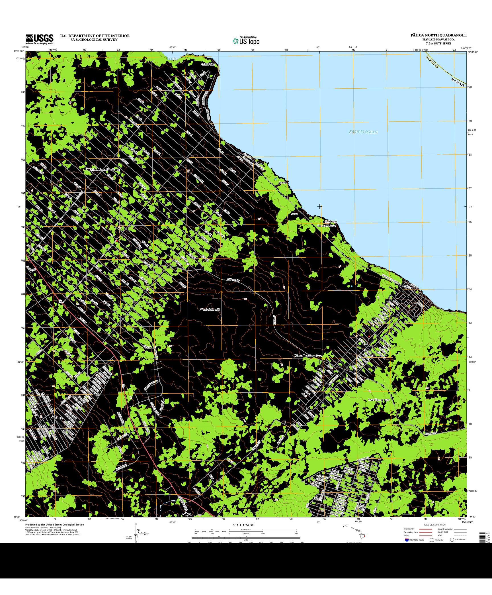 USGS US TOPO 7.5-MINUTE MAP FOR PAHOA NORTH, HI 2013