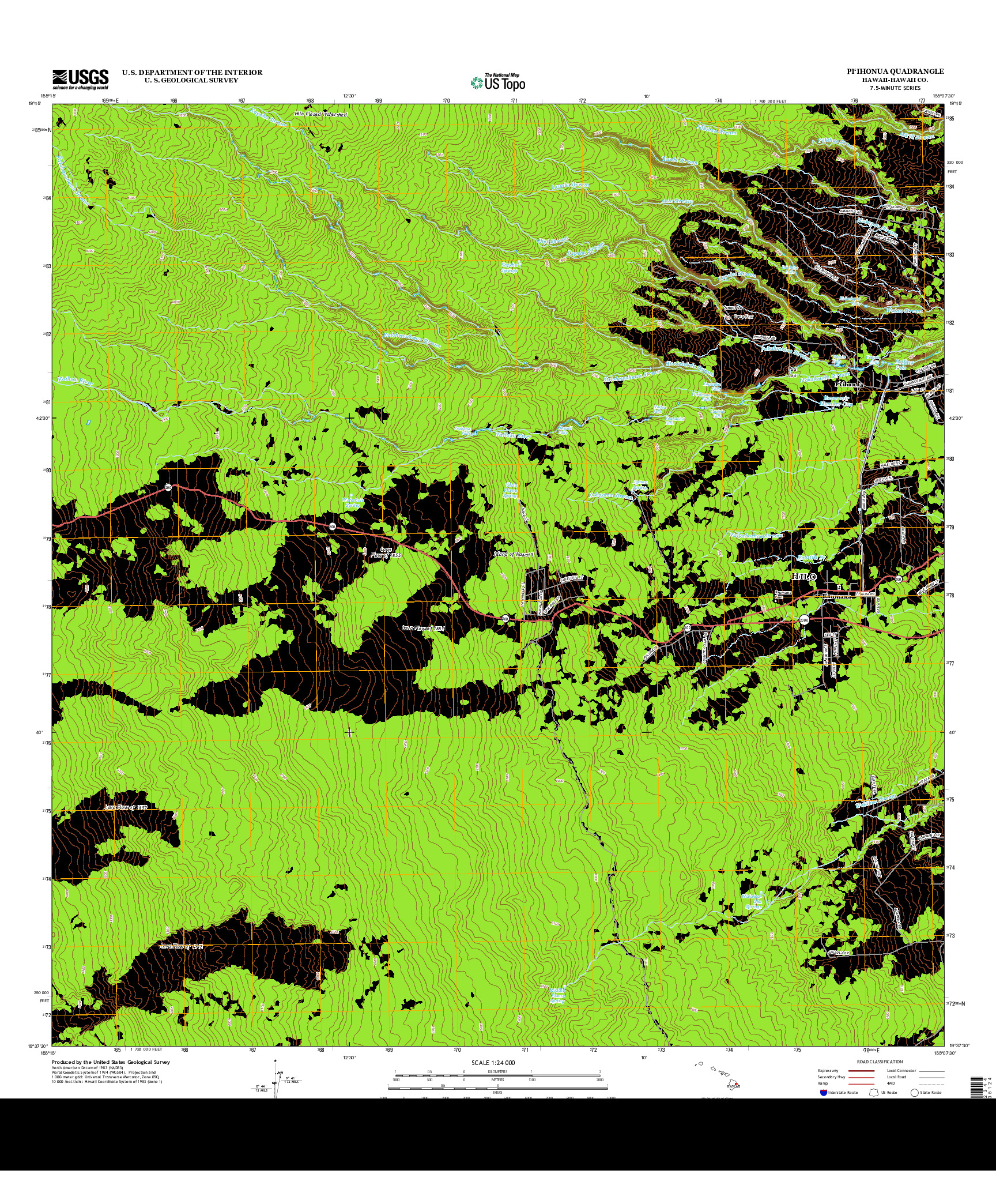 USGS US TOPO 7.5-MINUTE MAP FOR PI`IHONUA, HI 2013