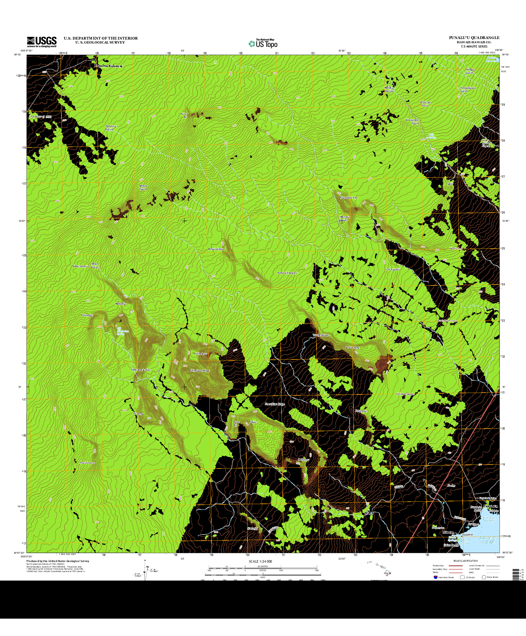 USGS US TOPO 7.5-MINUTE MAP FOR PUNALU`U, HI 2013