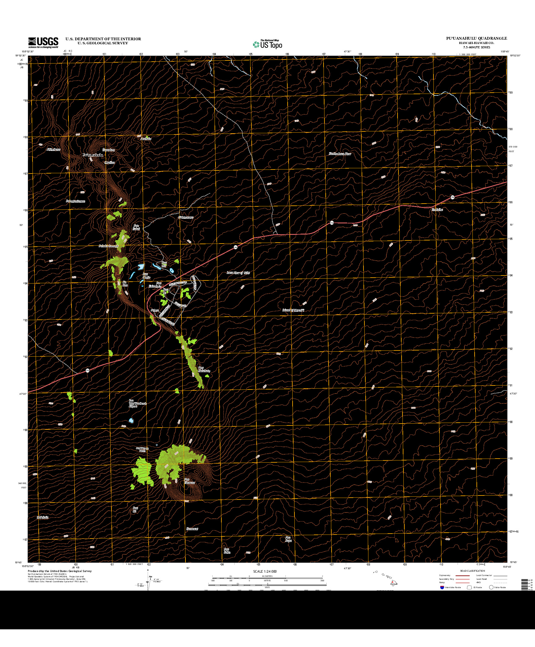 USGS US TOPO 7.5-MINUTE MAP FOR PU`UANAHULU, HI 2013