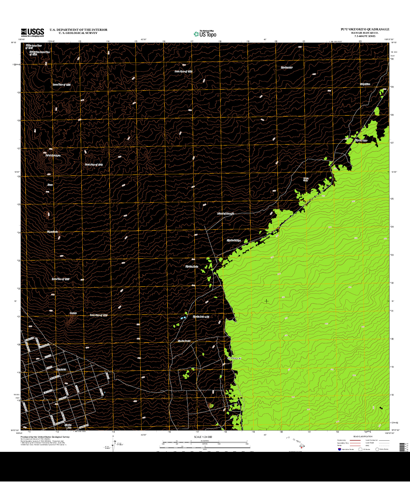 USGS US TOPO 7.5-MINUTE MAP FOR PU`U`OKE`OKE`O, HI 2013