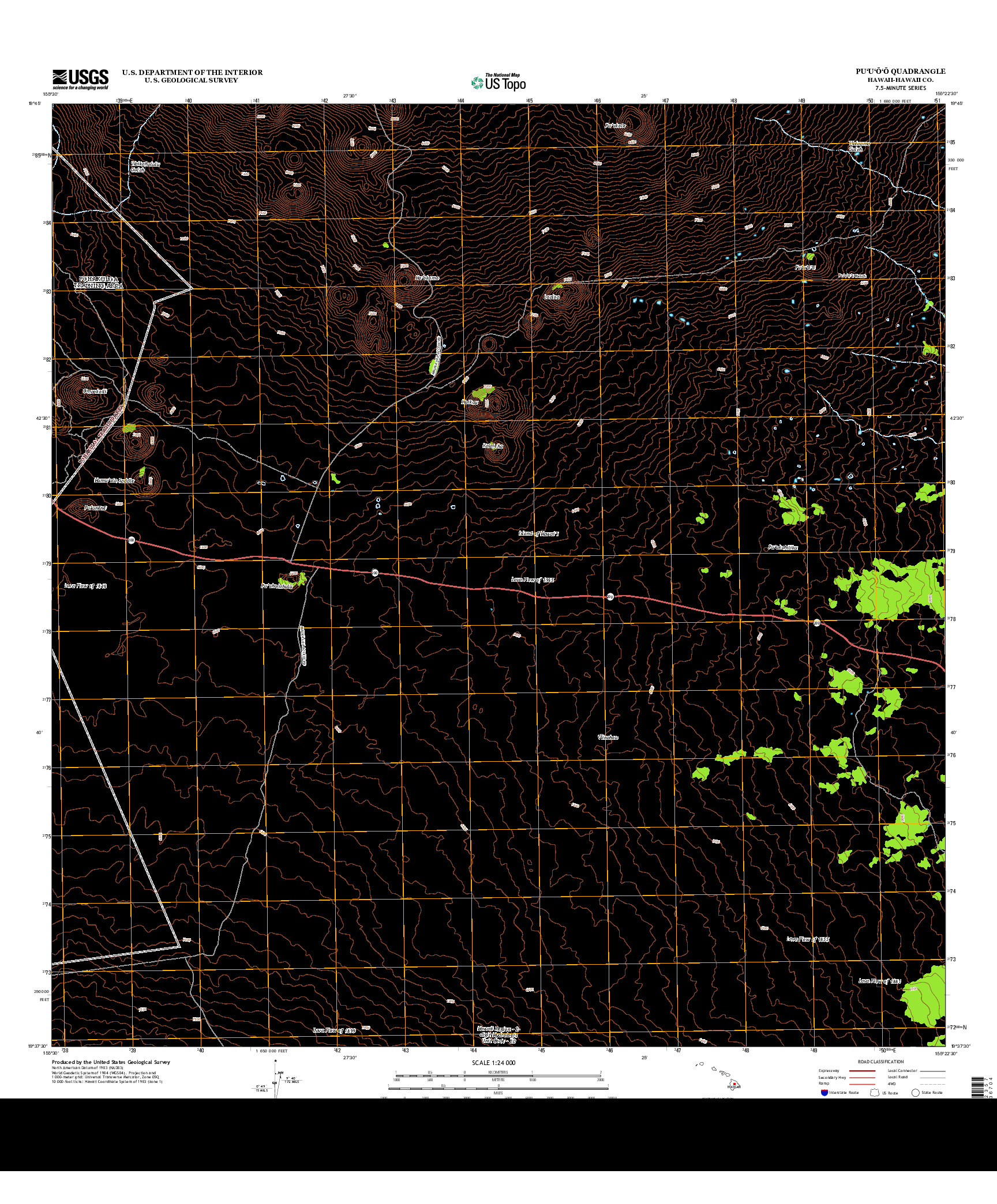 USGS US TOPO 7.5-MINUTE MAP FOR PU`U`O`O, HI 2013