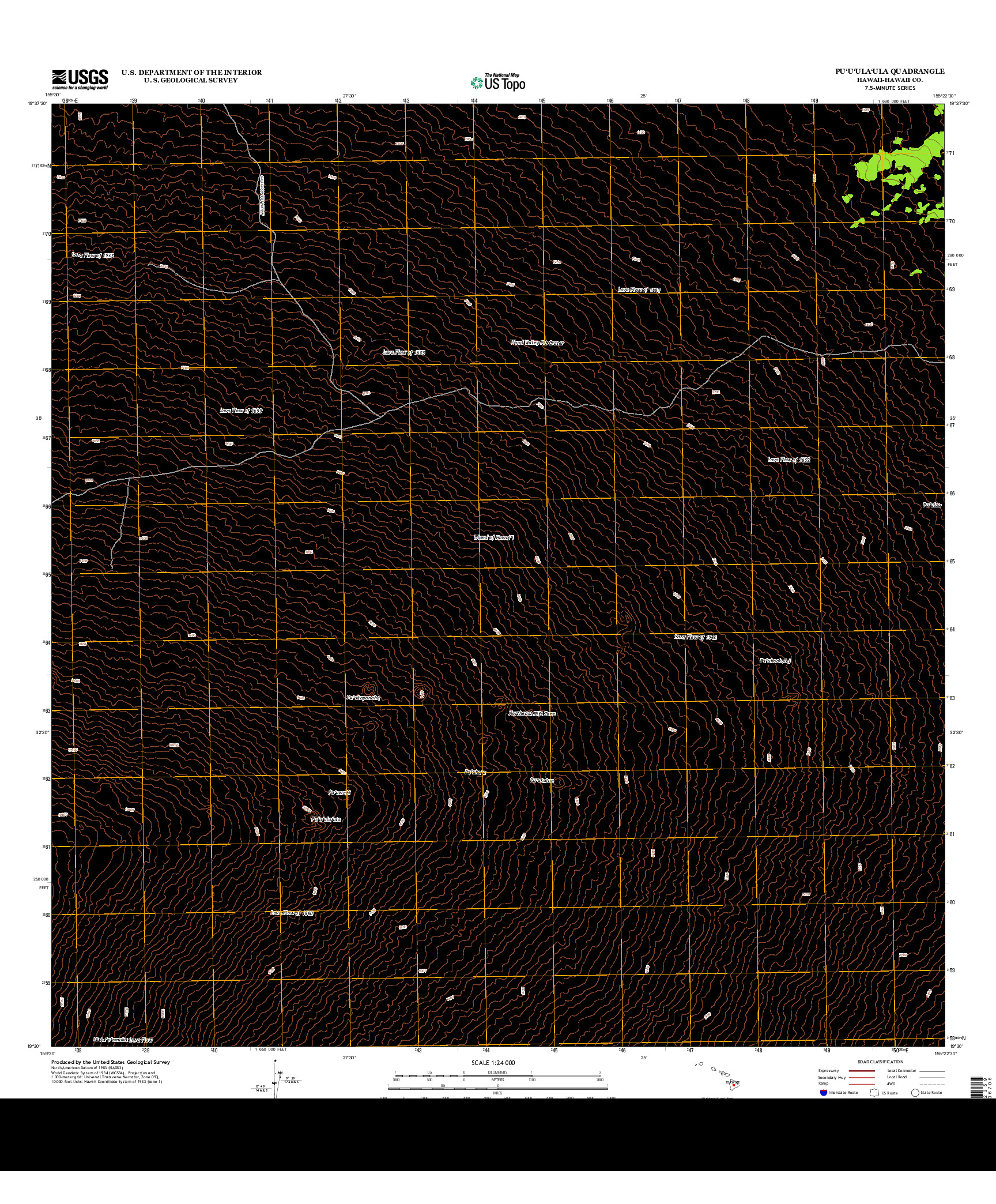 USGS US TOPO 7.5-MINUTE MAP FOR PU`U`ULA`ULA, HI 2013