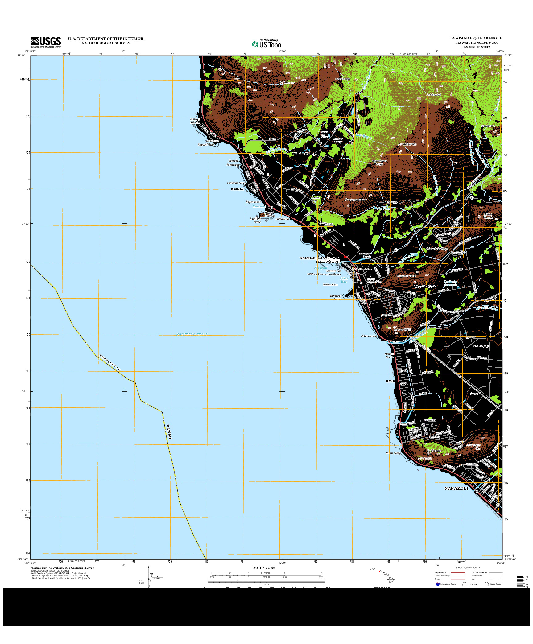 USGS US TOPO 7.5-MINUTE MAP FOR WAI`ANAE, HI 2013