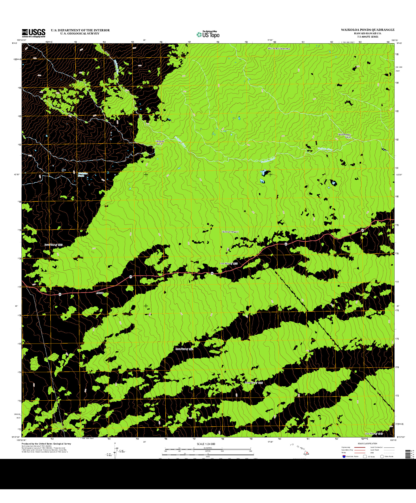 USGS US TOPO 7.5-MINUTE MAP FOR WAIKOLOA PONDS, HI 2013