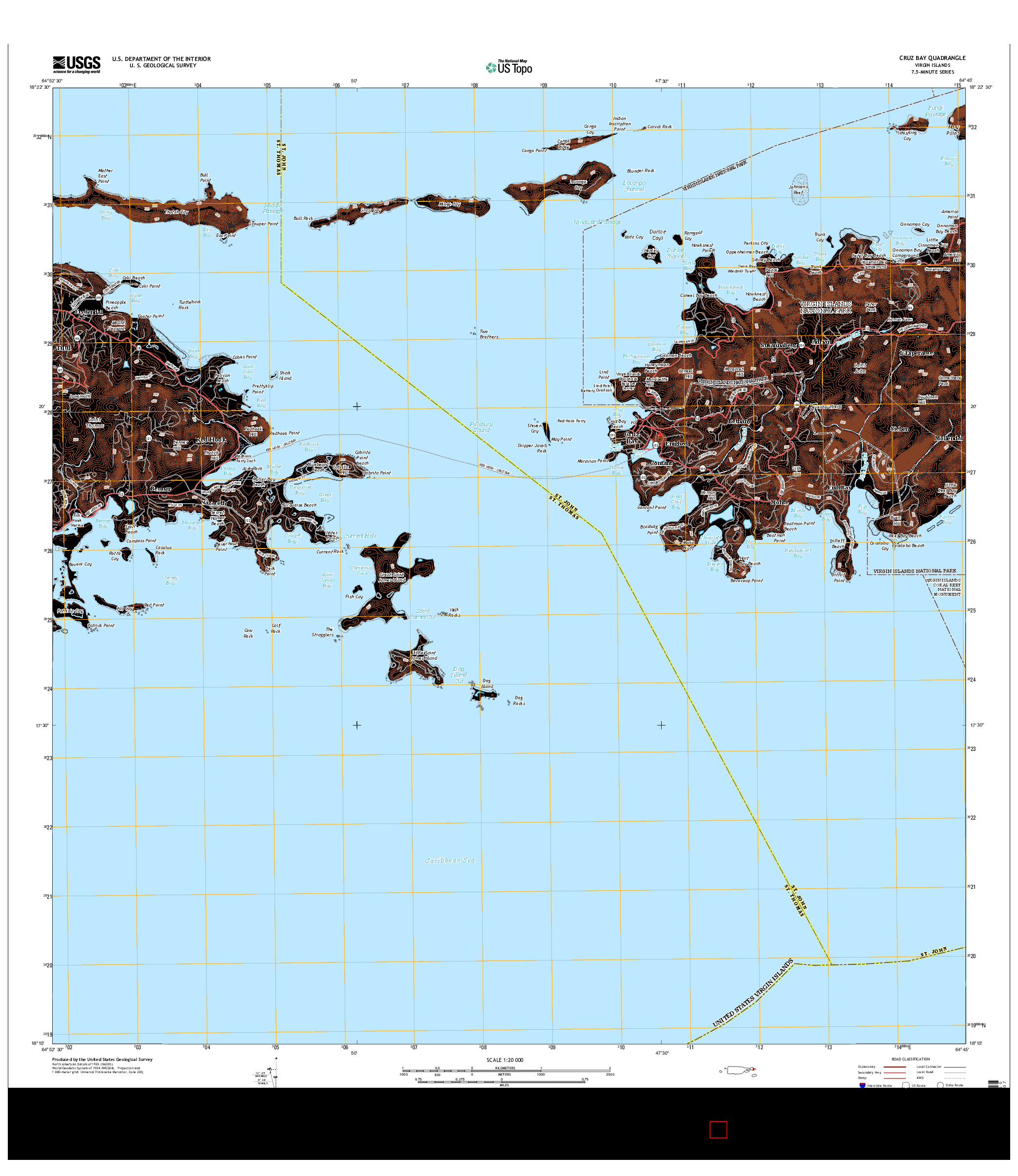 USGS US TOPO 7.5-MINUTE MAP FOR CRUZ BAY, VI 2013