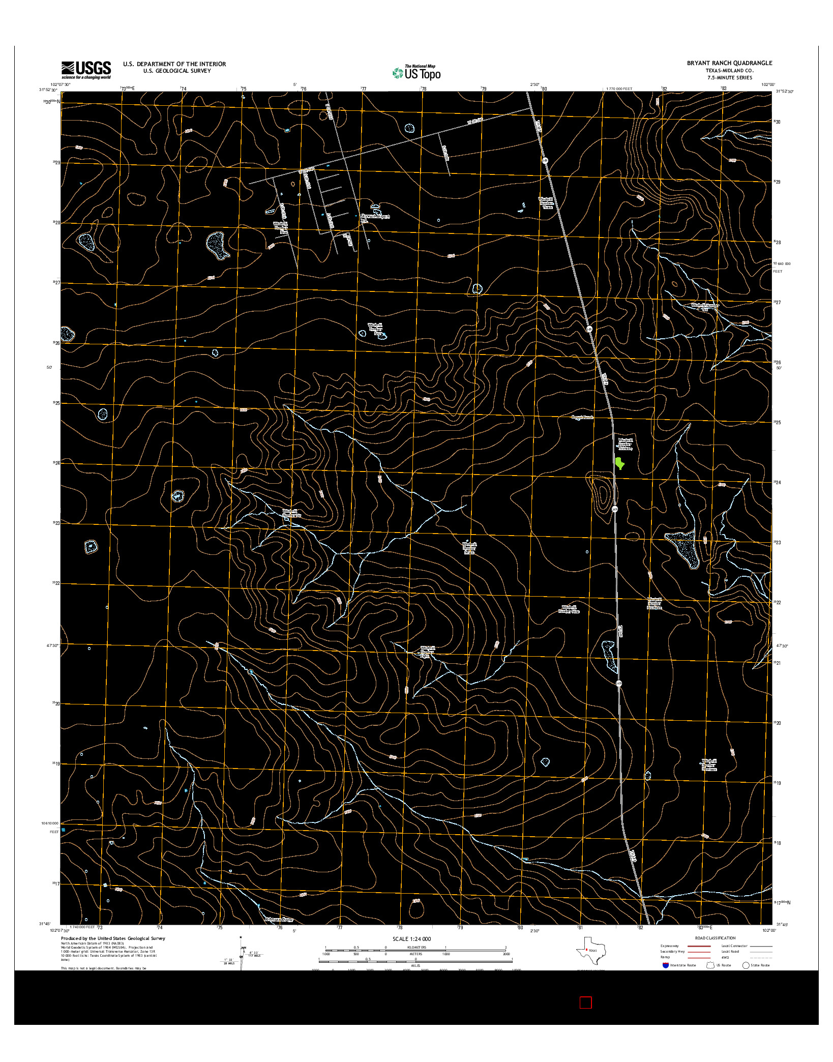 USGS US TOPO 7.5-MINUTE MAP FOR BRYANT RANCH, TX 2014