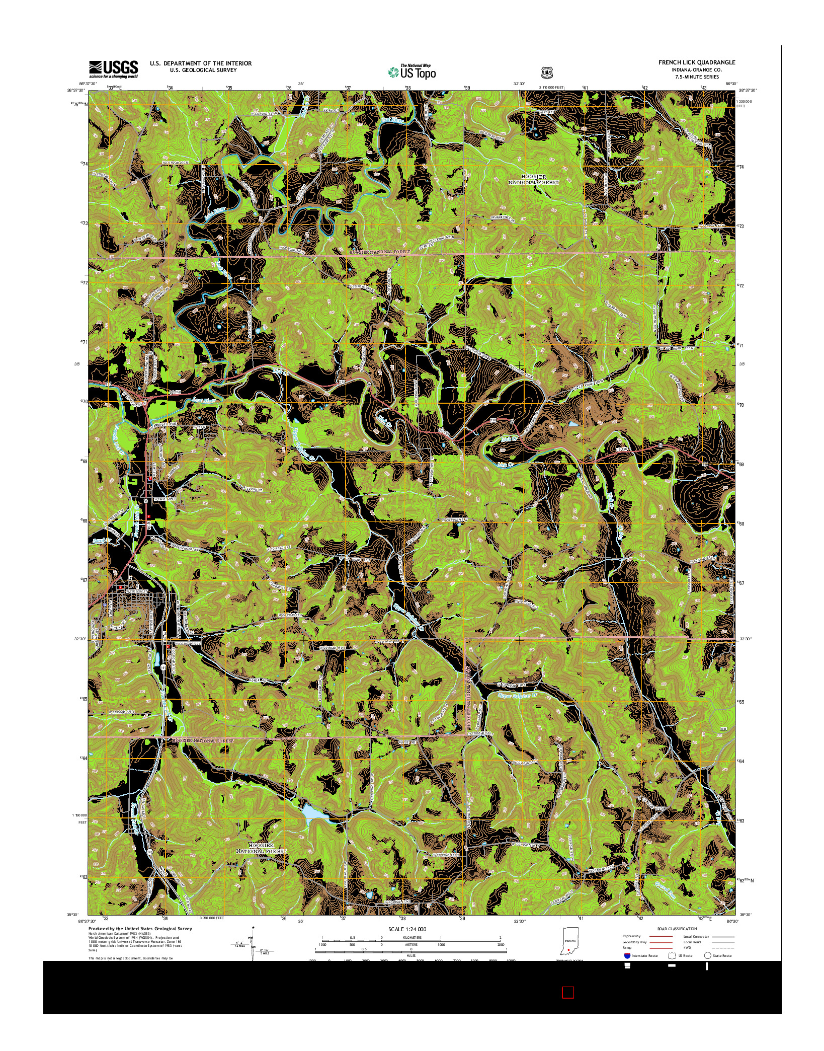USGS US TOPO 7.5-MINUTE MAP FOR FRENCH LICK, IN 2014