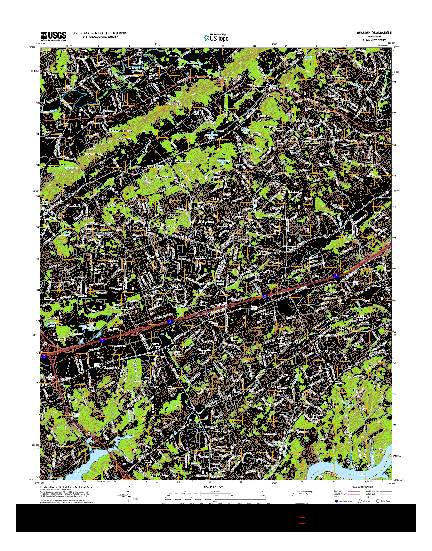 USGS US TOPO 7.5-MINUTE MAP FOR BEARDEN, TN 2014