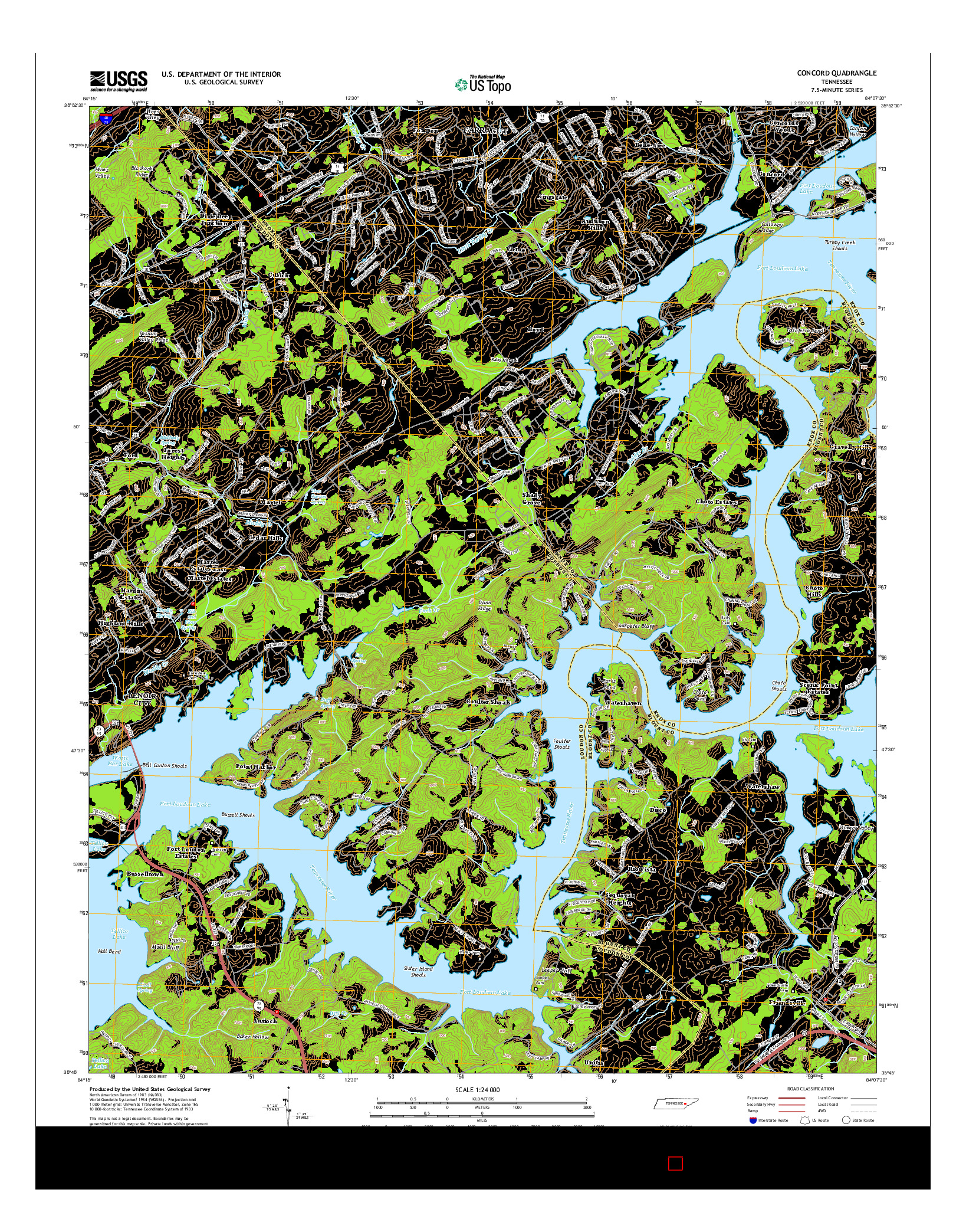 USGS US TOPO 7.5-MINUTE MAP FOR CONCORD, TN 2014