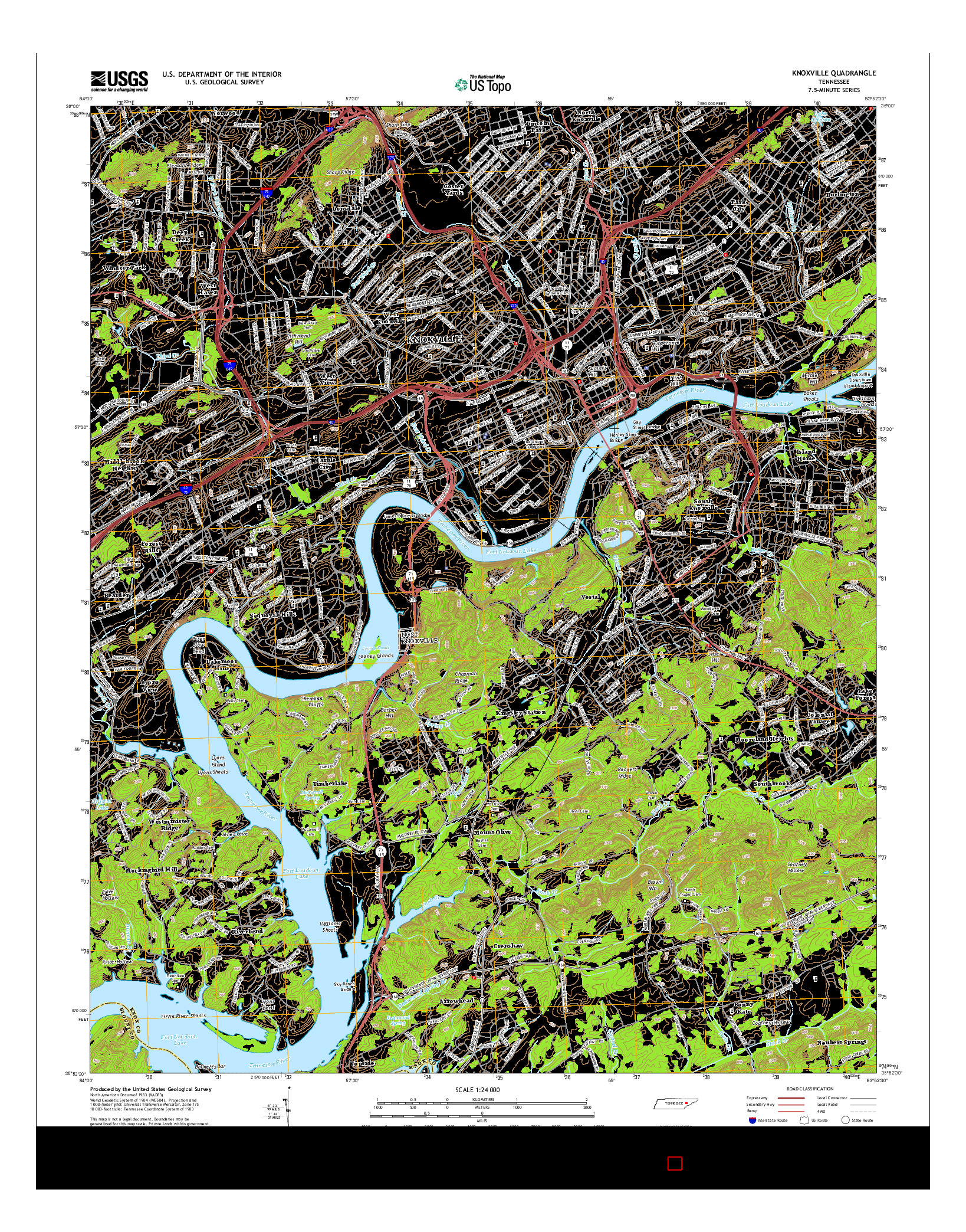 USGS US TOPO 7.5-MINUTE MAP FOR KNOXVILLE, TN 2014
