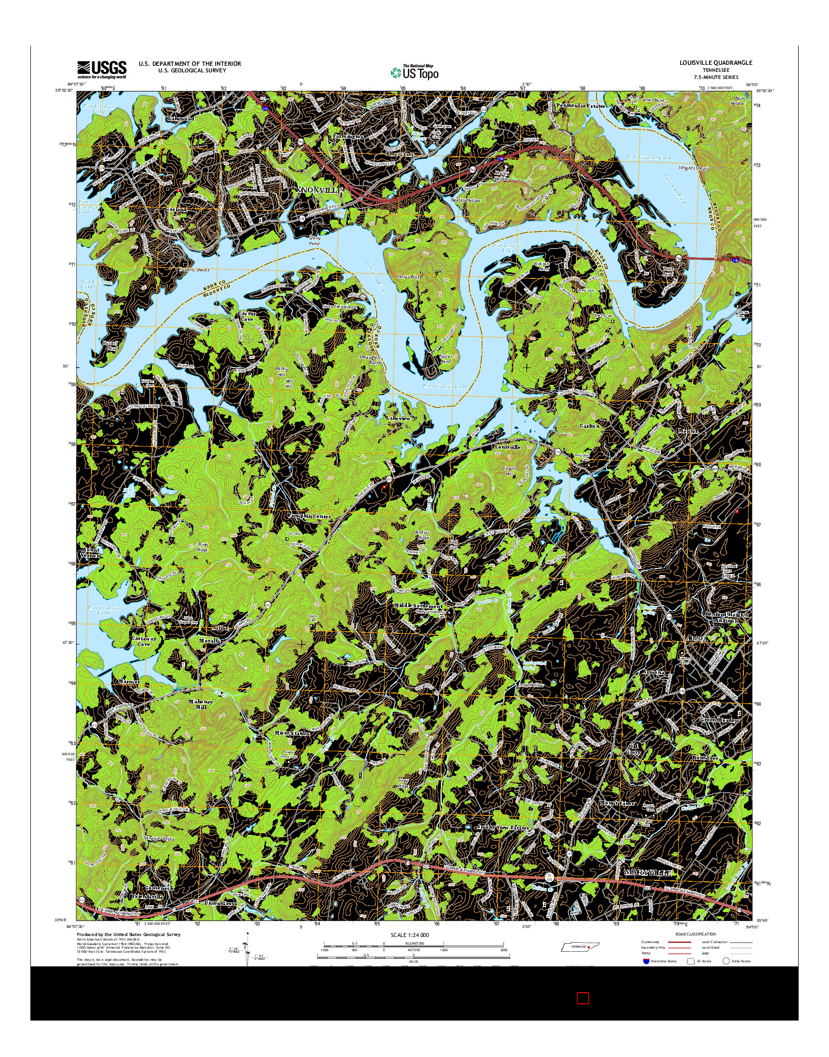 USGS US TOPO 7.5-MINUTE MAP FOR LOUISVILLE, TN 2014