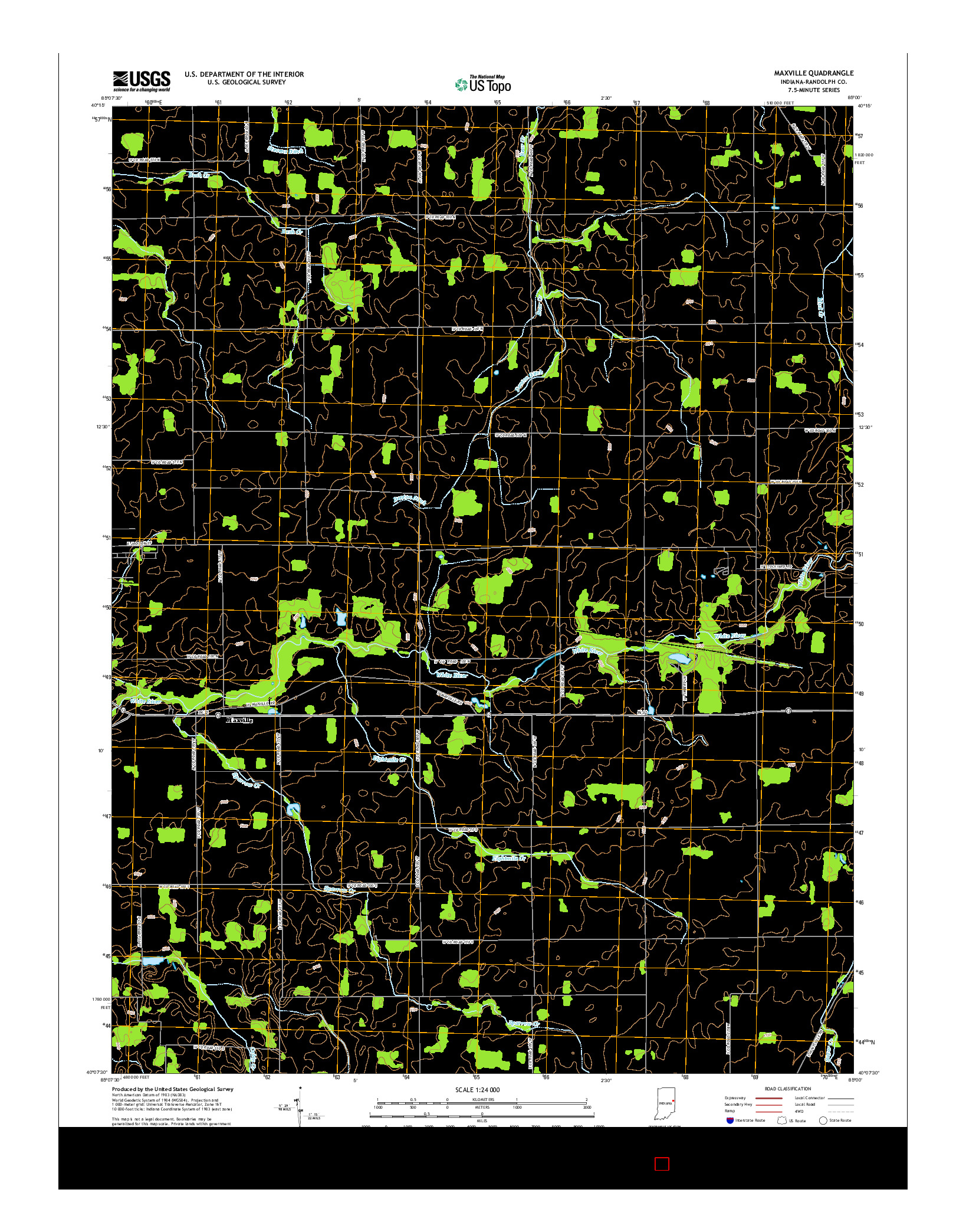 USGS US TOPO 7.5-MINUTE MAP FOR MAXVILLE, IN 2014