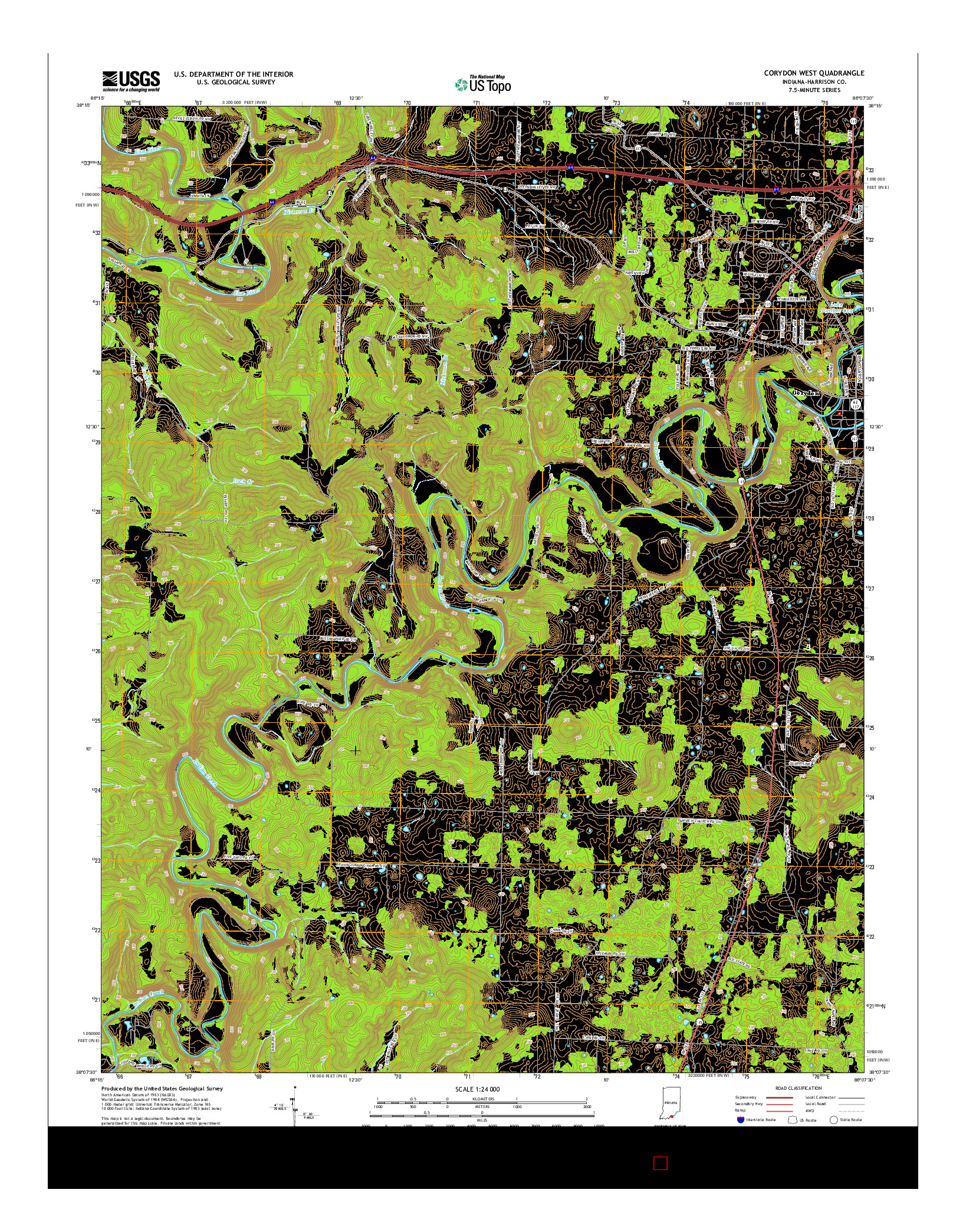 USGS US TOPO 7.5-MINUTE MAP FOR CORYDON WEST, IN 2014